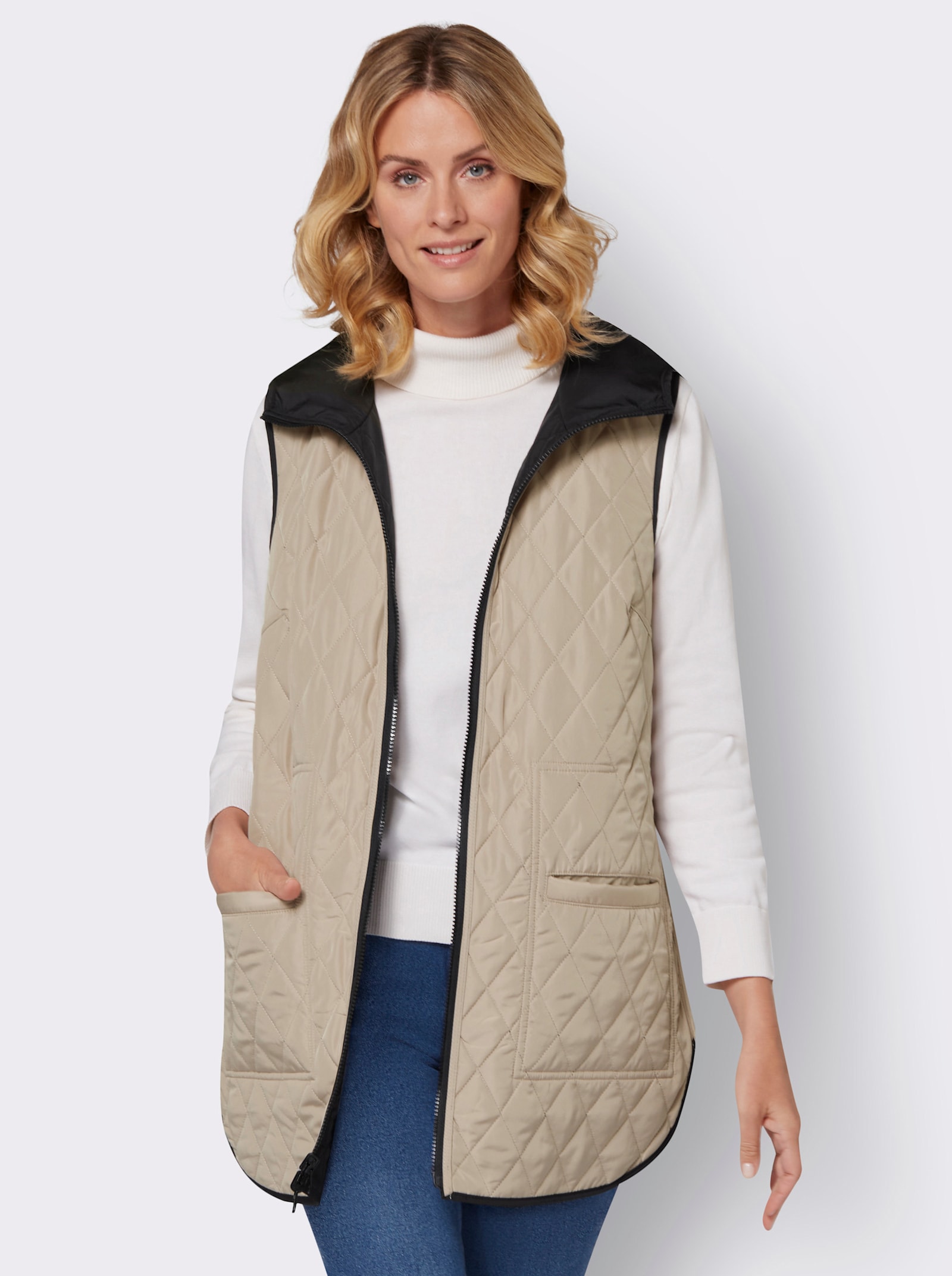 Omkeerbaar bodywarmer - sesam/zwart