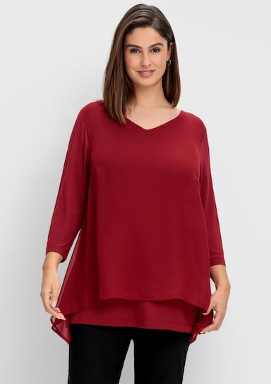 sheego Blusenshirt mit Zipfelsaum - rubinrot