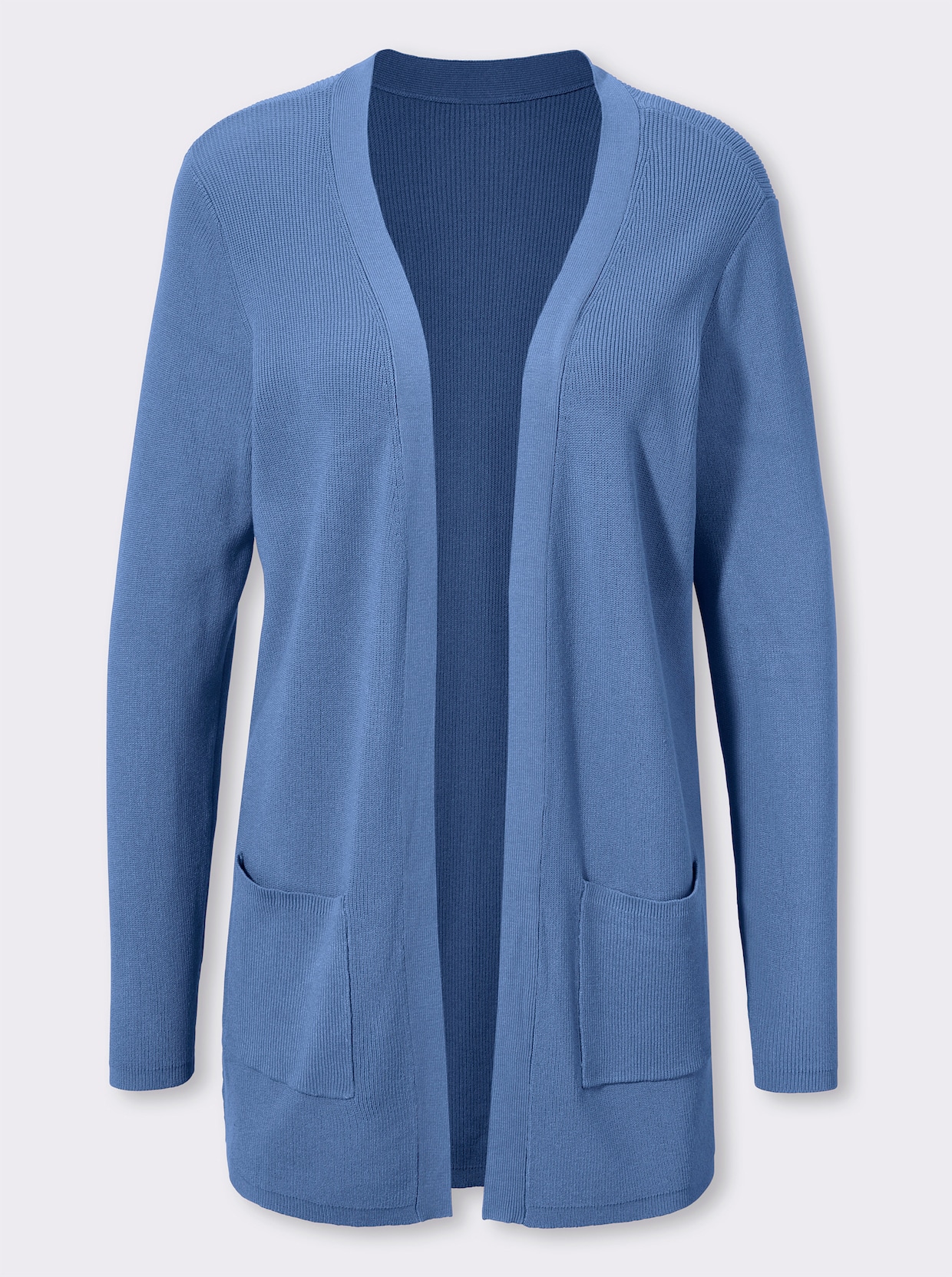 Longstrickjacke - mittelblau