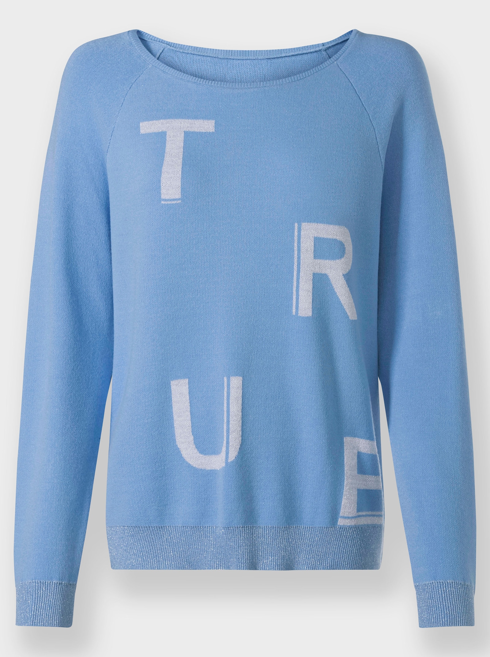 heine Jacquard-Pullover mit Glitzergarn - himmelblau-weiß-gemustert