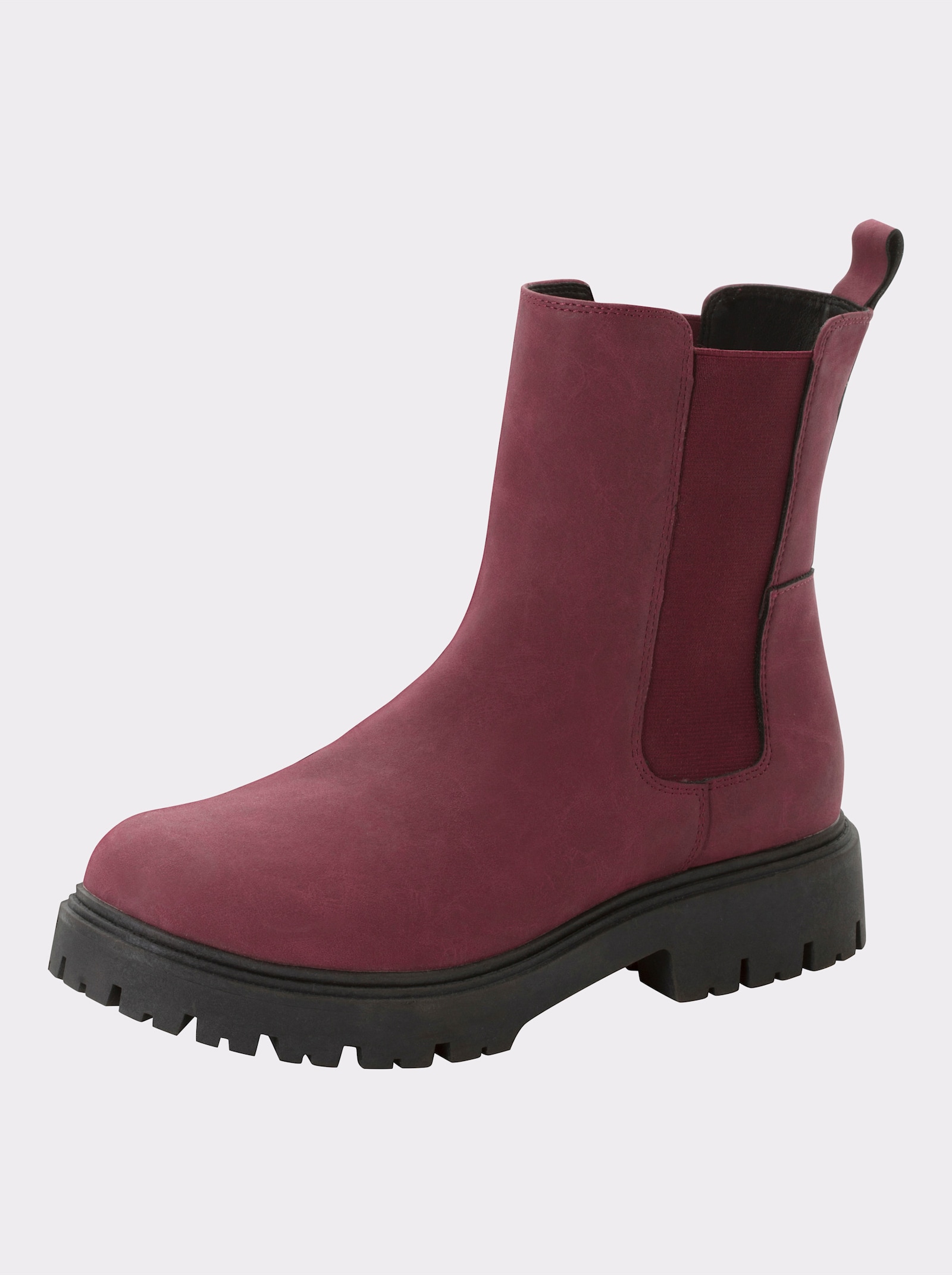 sheego Ankleboots aus Velourslederimitat - bordeaux