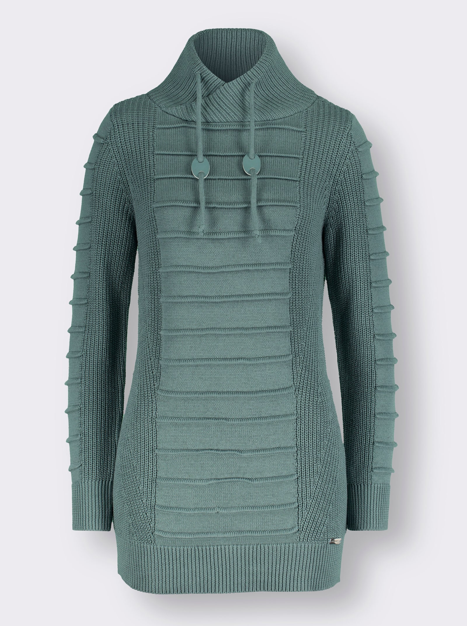 Longpullover mit Struktur-Partien - jade