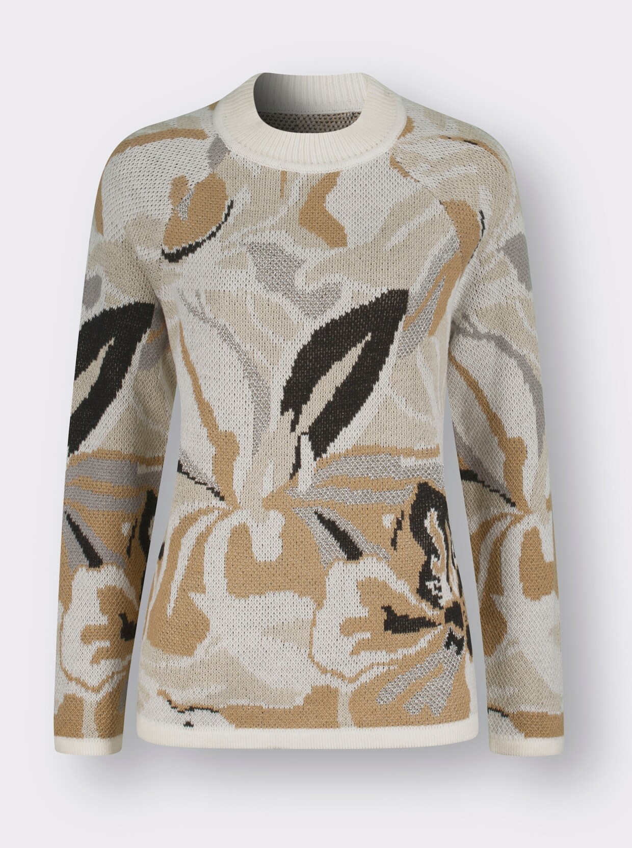 Pullover van jacquard - champagne/camel gedessineerd