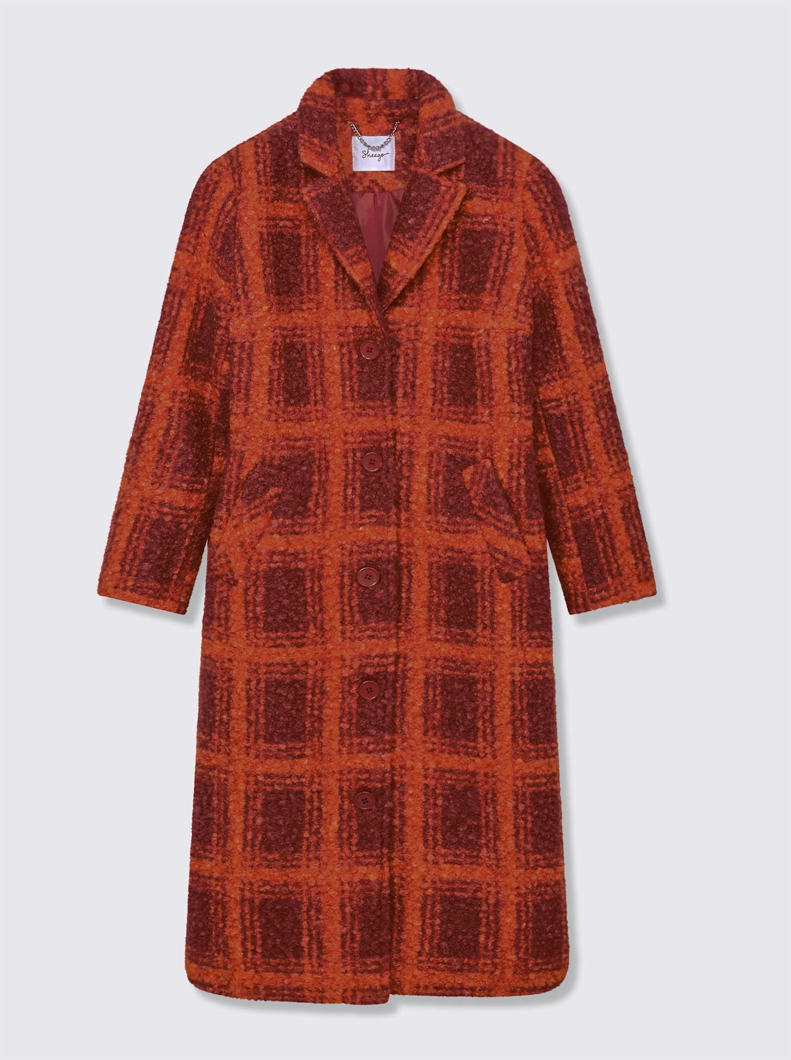 sheego Wintermantel mit Karomuster - kirsche-orange-gemustert