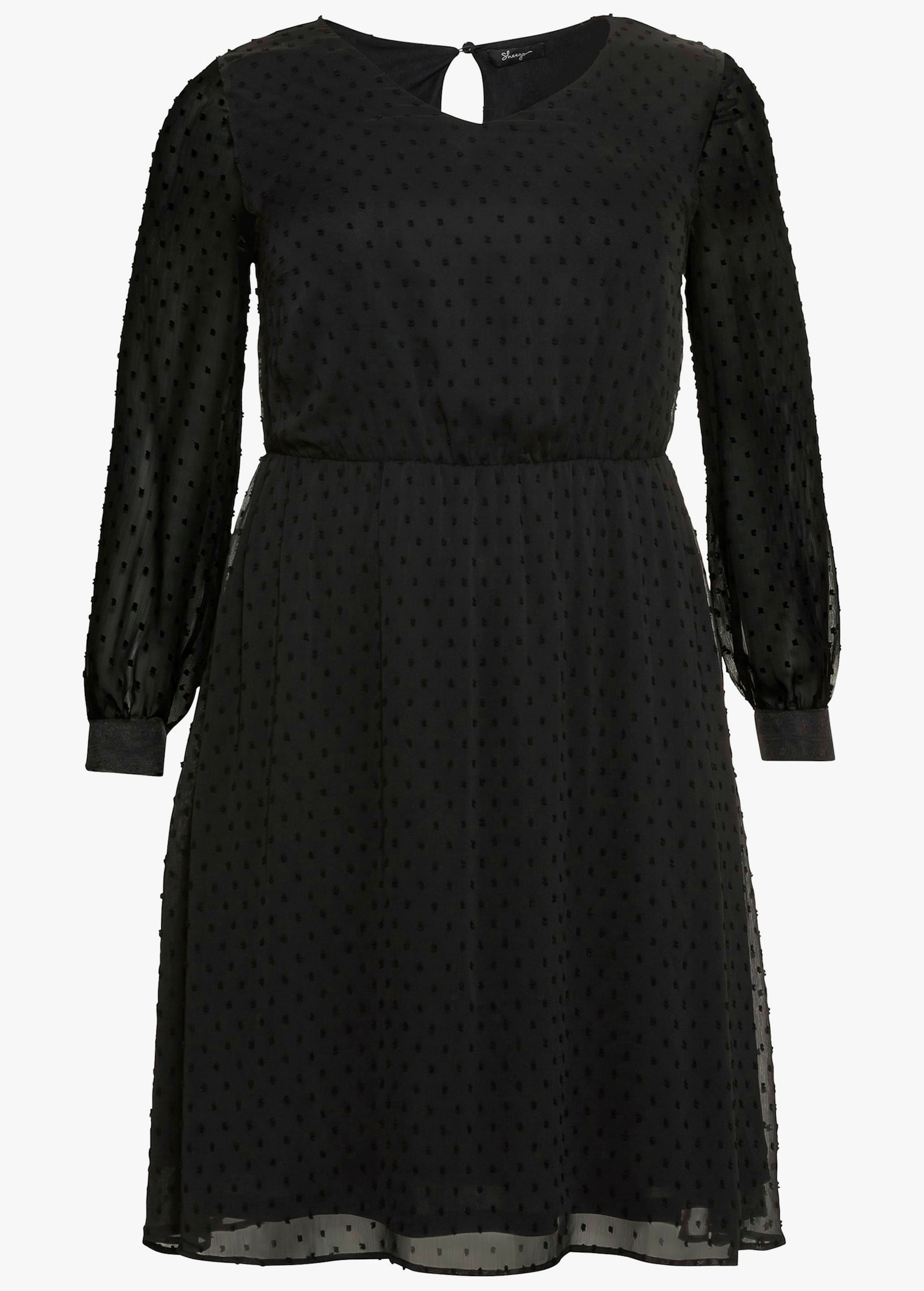 sheego Robe en mousseline avec effet 3D - noir