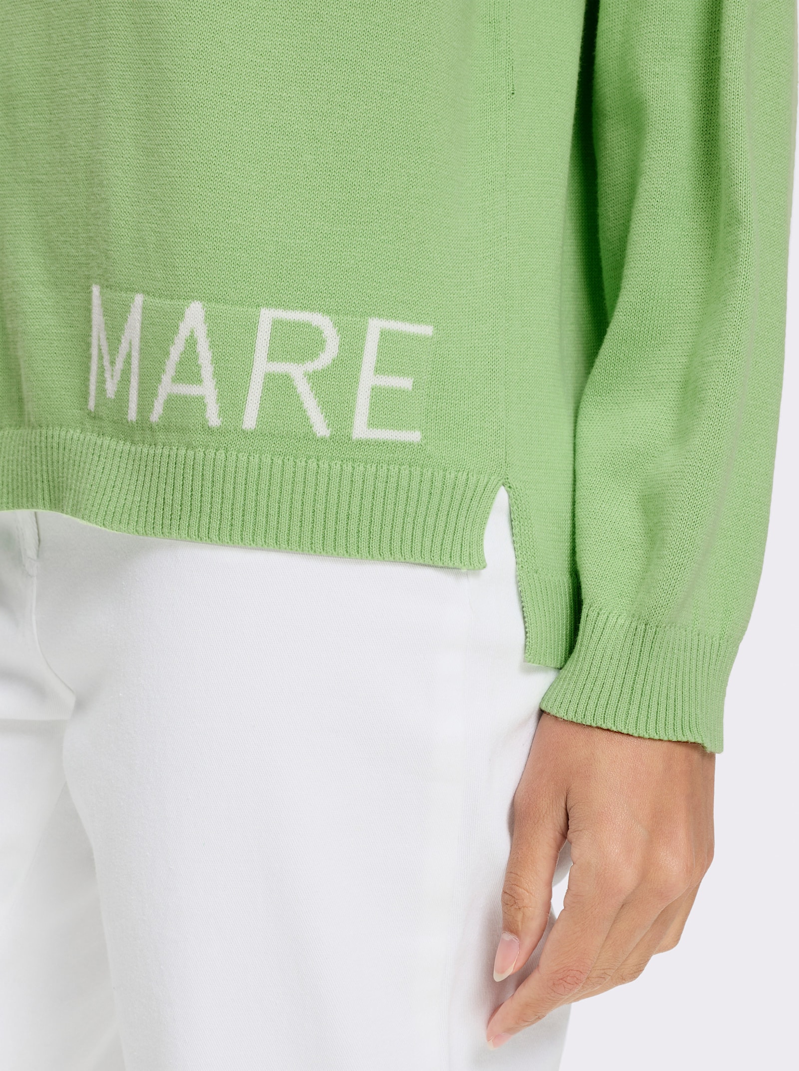 heine Baumwollpullover mit Seitenschlitzen - reseda