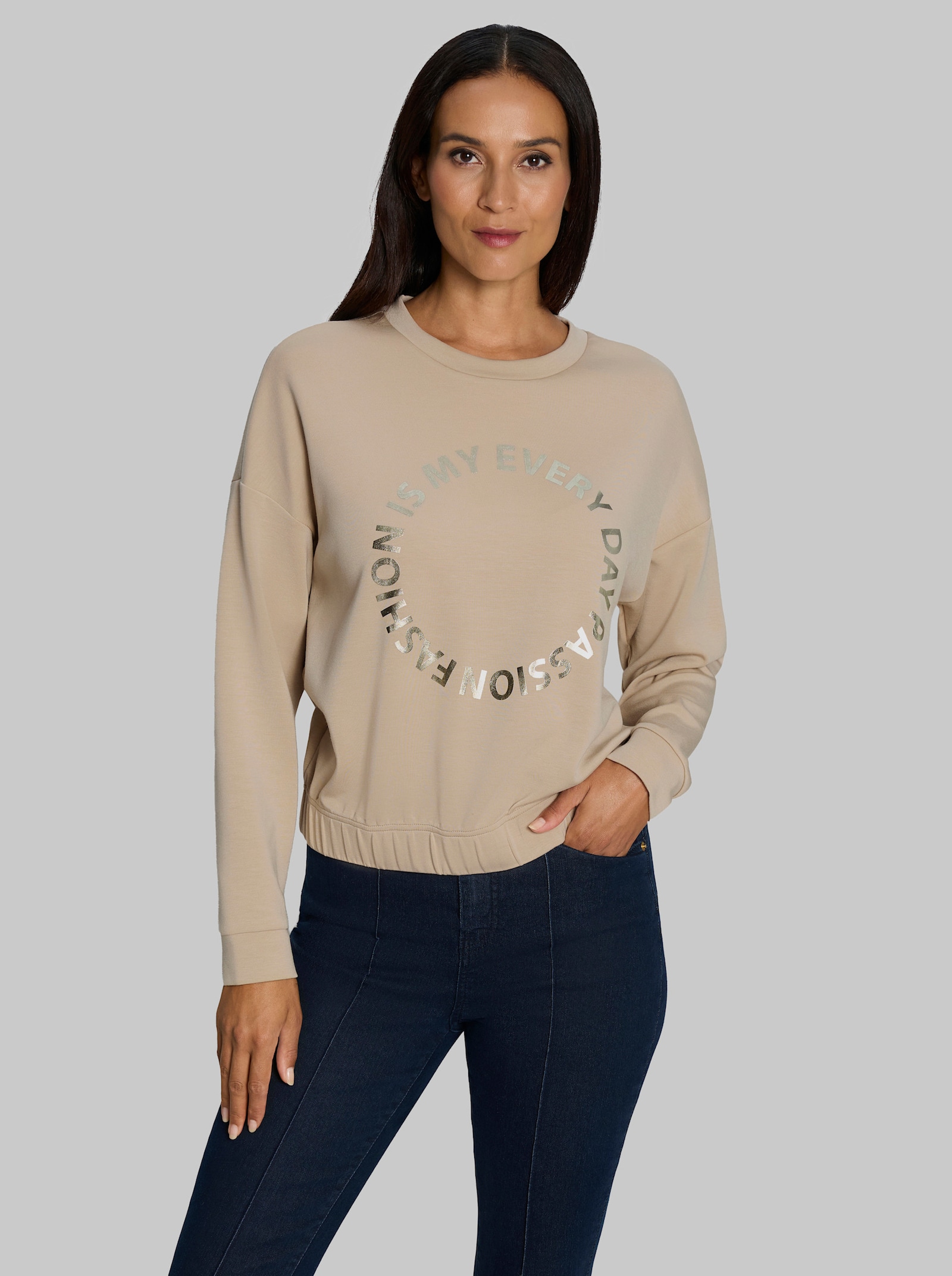 heine Sweater mit Foliendruck - beige