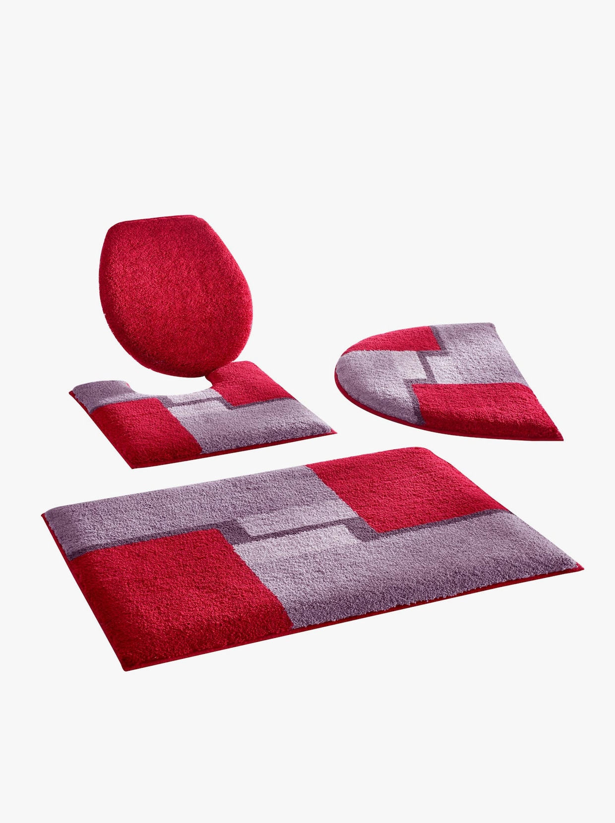 Koupelnový kobereček - šedá-červená