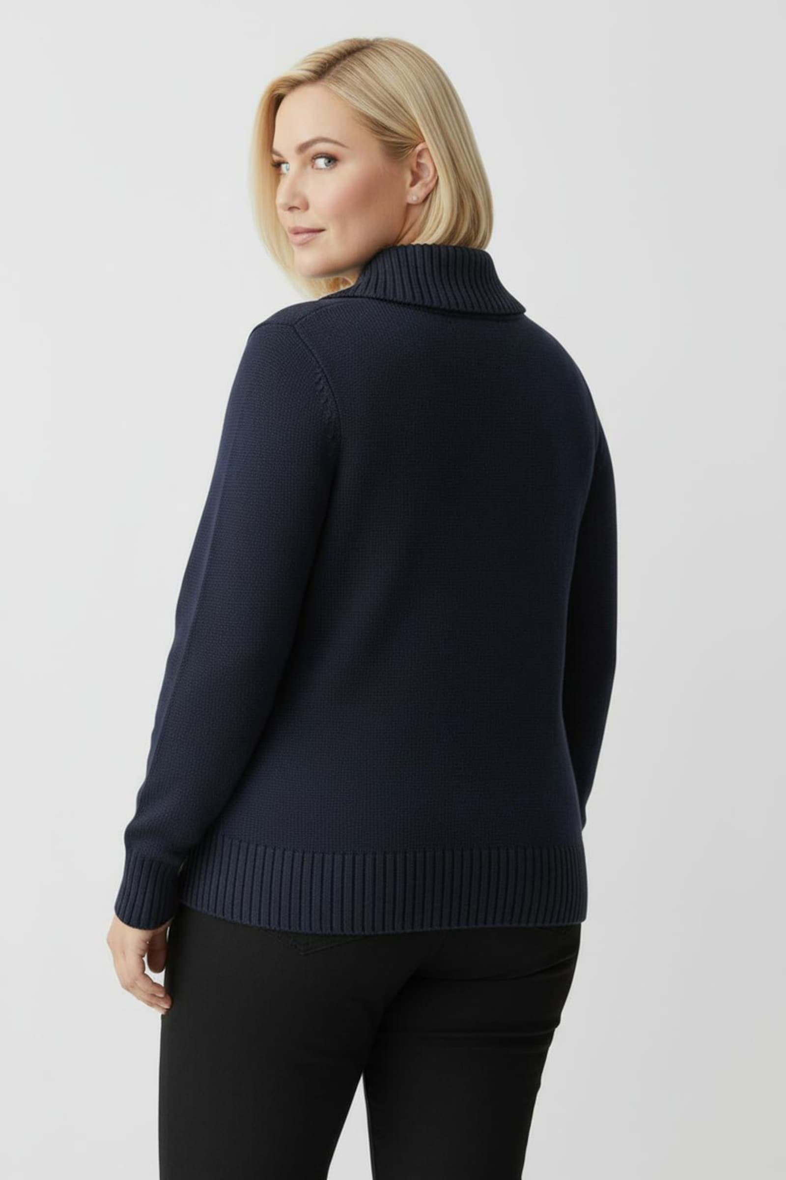 Troyer mit breiten Rippabschlüssen - marine