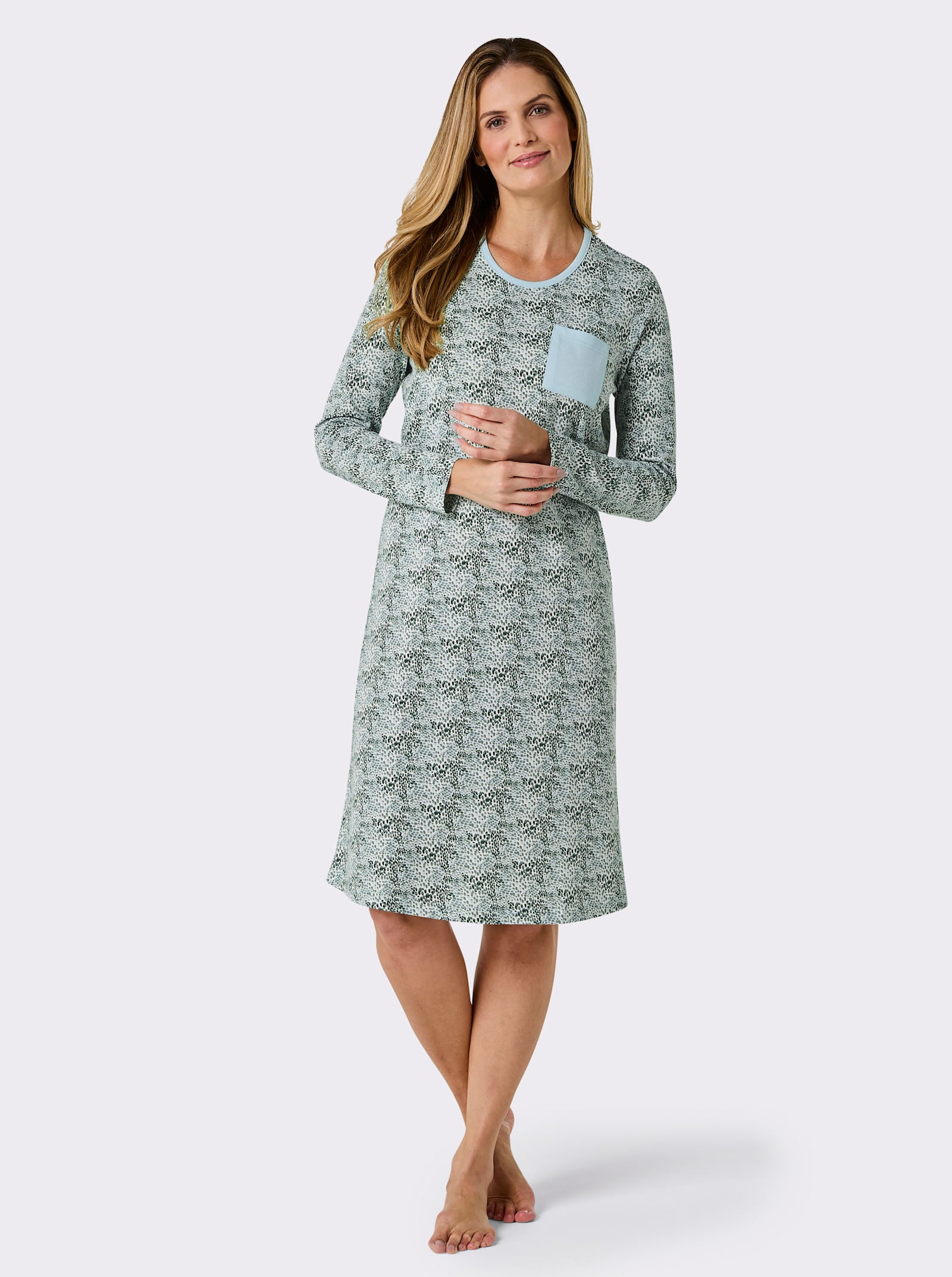 wäschepur Sleepshirts - mint-ecru-bedruckt + rosé-ecru-bedruckt