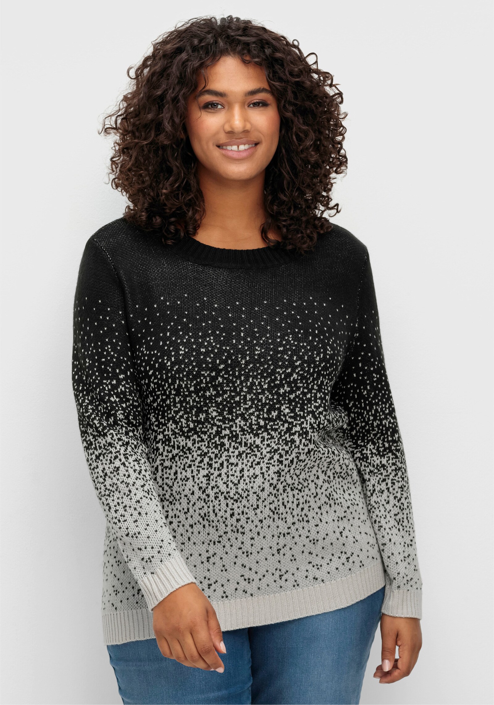 Jacquardpullover aus Jacquard-Strick - schwarz-gemustert