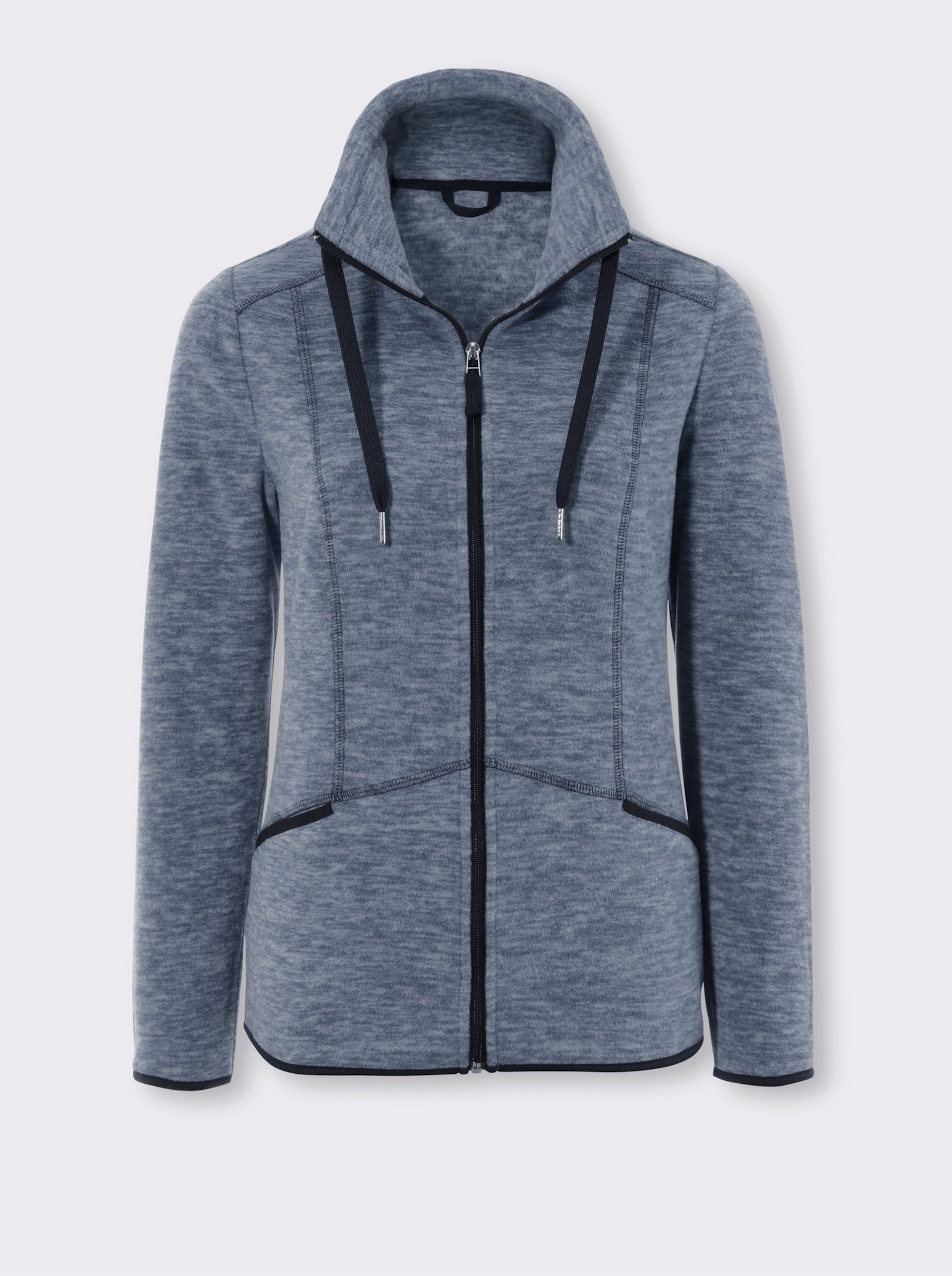 Fleecejacke mit Stehkragen, weiteregulierbar - jeansblau-meliert