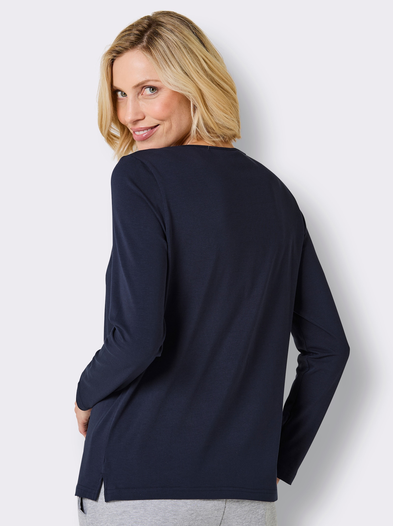 Catamaran Sports Vrijetijdsshirt met decoratieve bies - marine