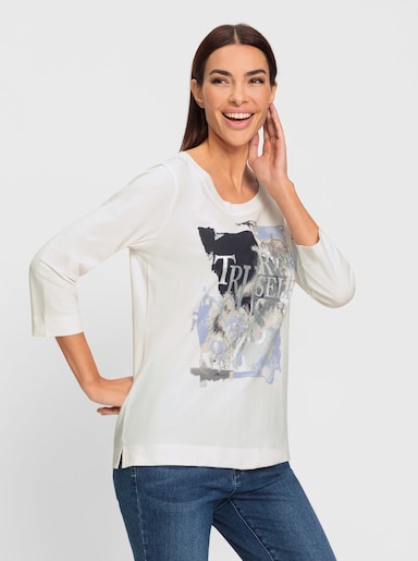 heine 3/4-Arm-Shirt mit Schrift-Druck - ecru