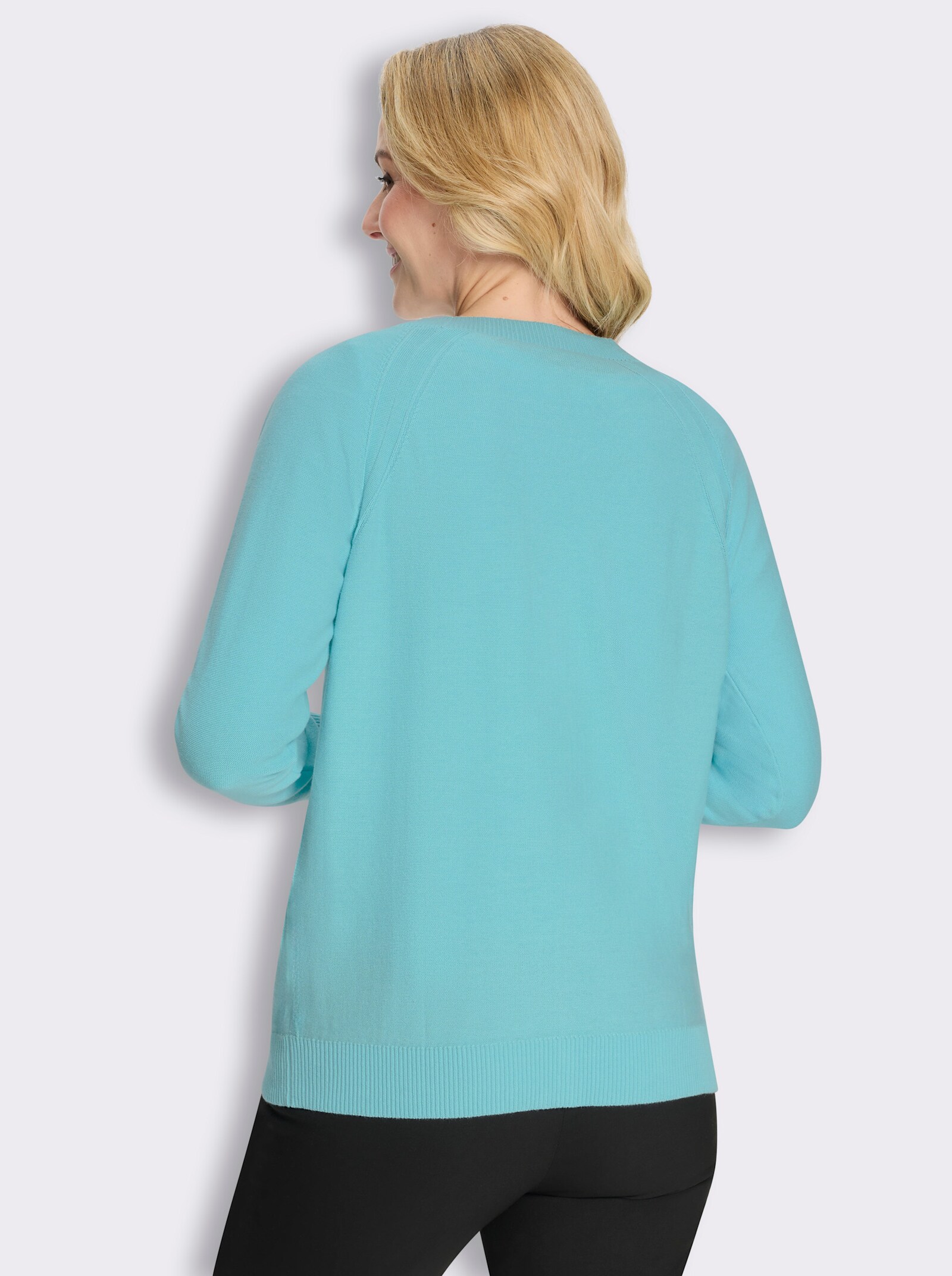 Strickjacke mit Raglan-Ärmeln - aquamarin