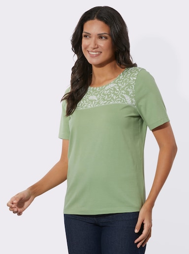 Kurzarmshirt aus reiner Baumwolle - eucalyptus-ecru