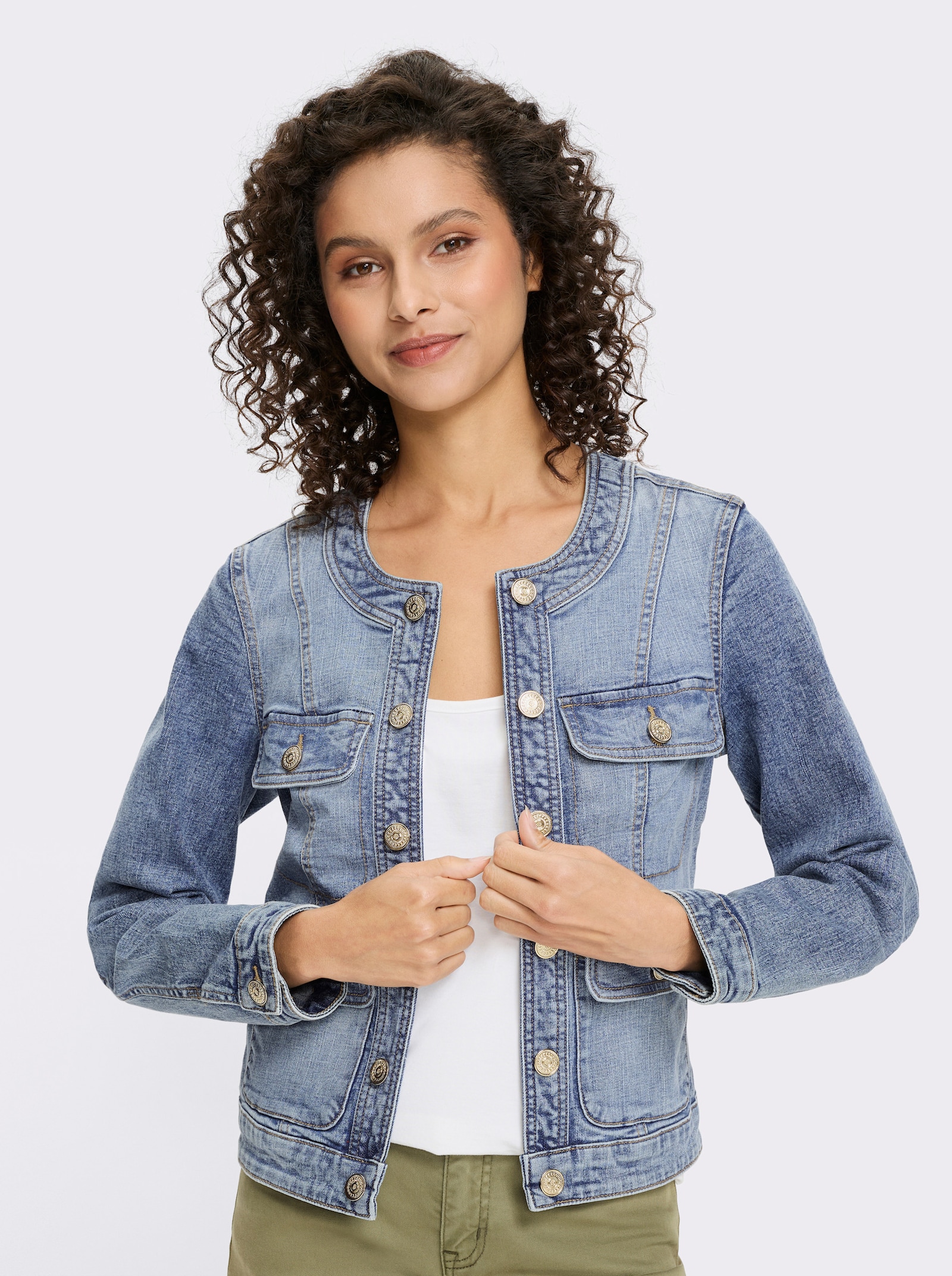 heine Jeansjacke in verschlussloser Form - blue-bleached