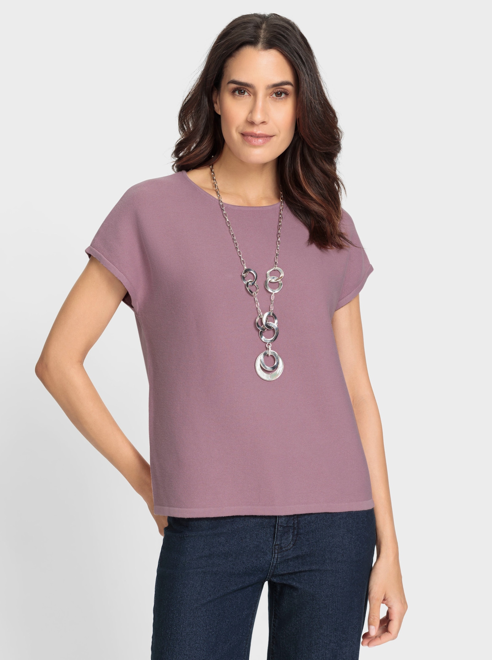 Svetr bez rukávů z rubového úpletu - slézová