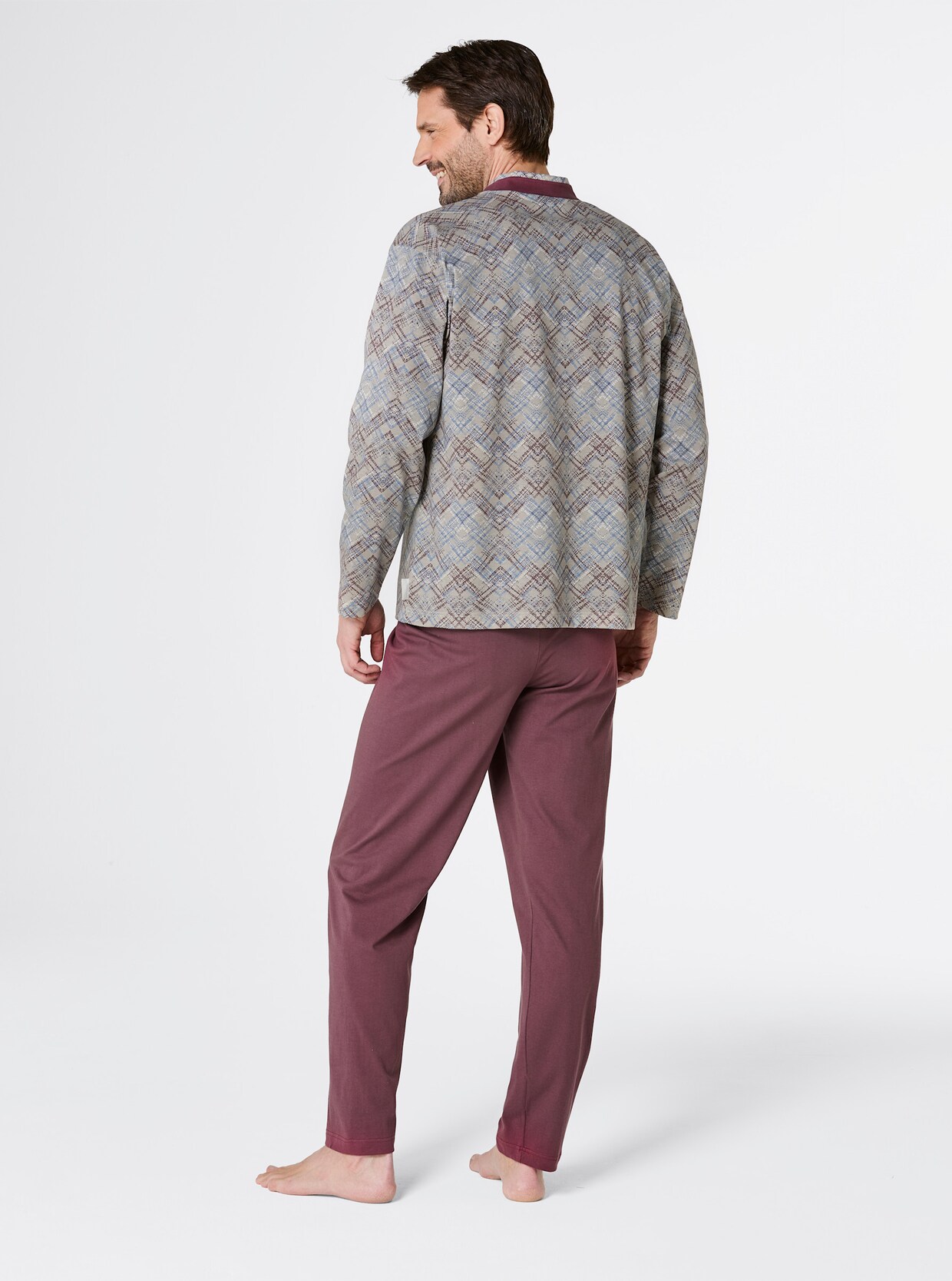 götting Pyjama - grijs/rood geprint