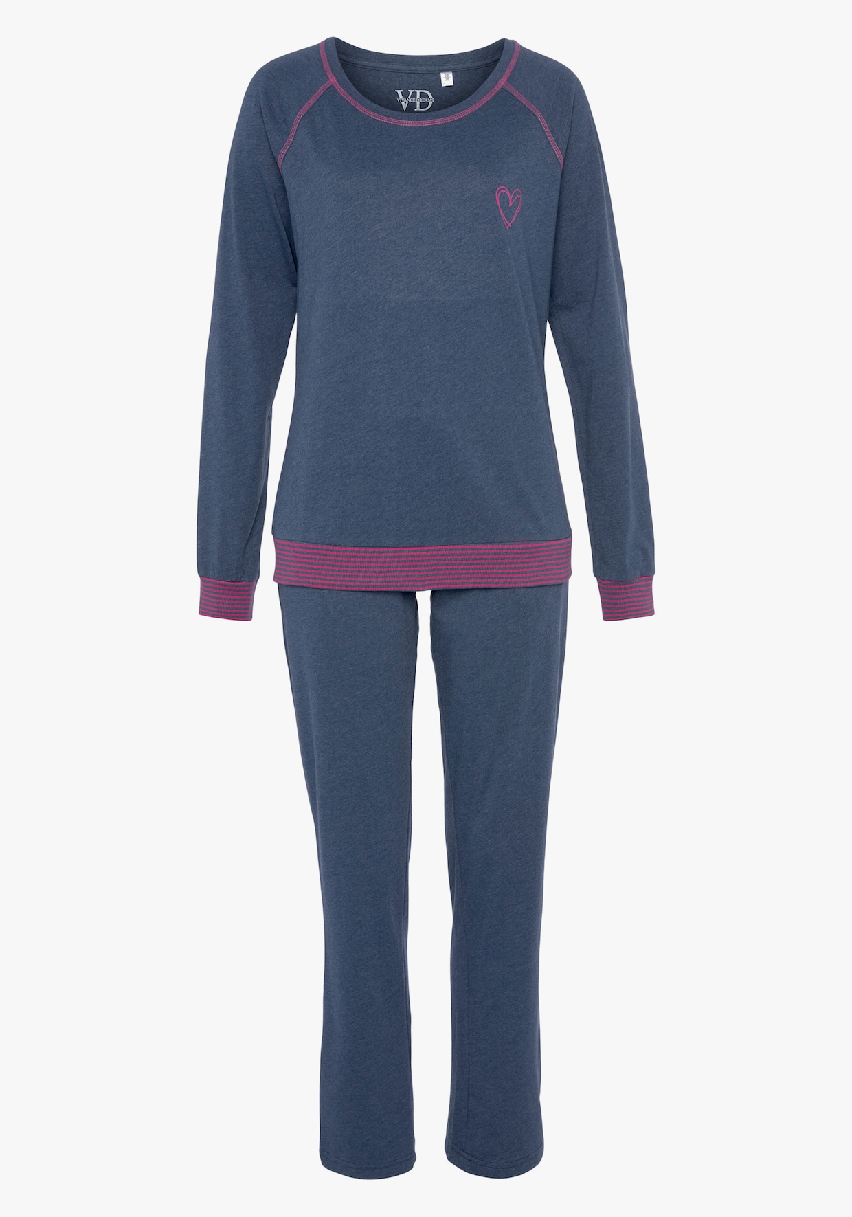 Vivance Dreams Pyjama - bleu jean/rose fluo