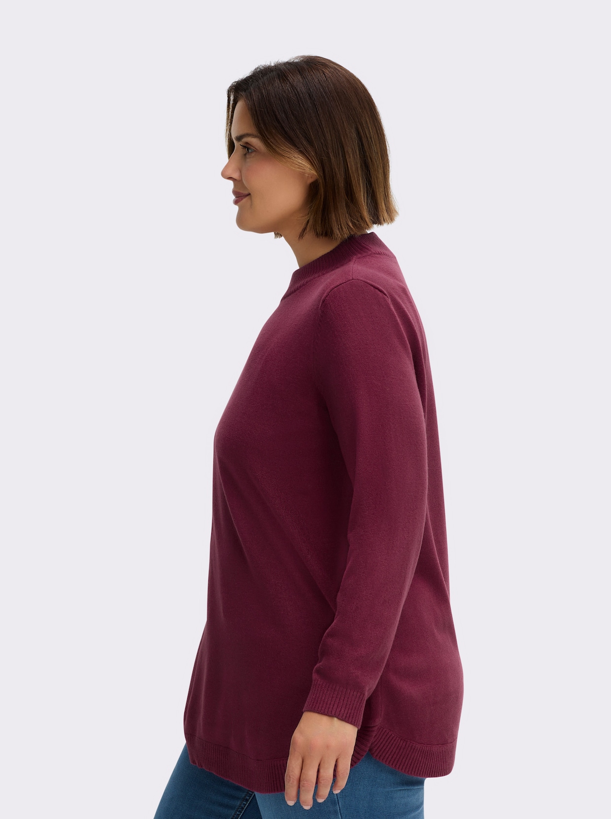 Pullover mit abgerundetem Saum - bordeaux