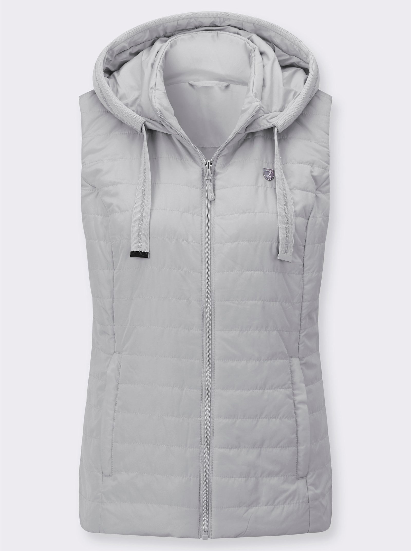 Steppweste mit Glitzer-Details - hellgrau