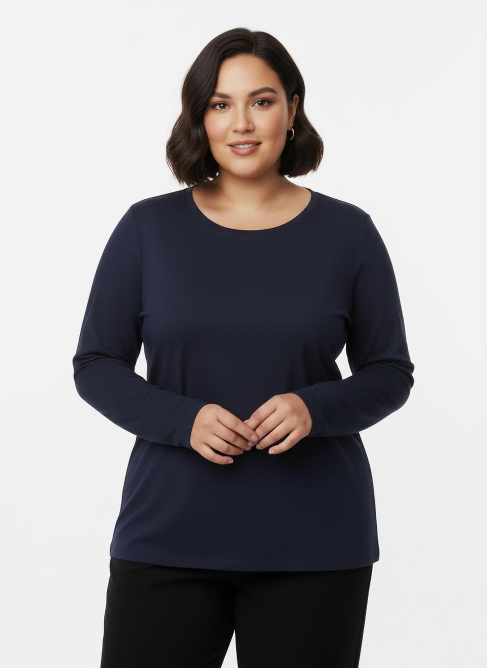 Rundhalsshirt mit zertifizierter Baumwolle - marine