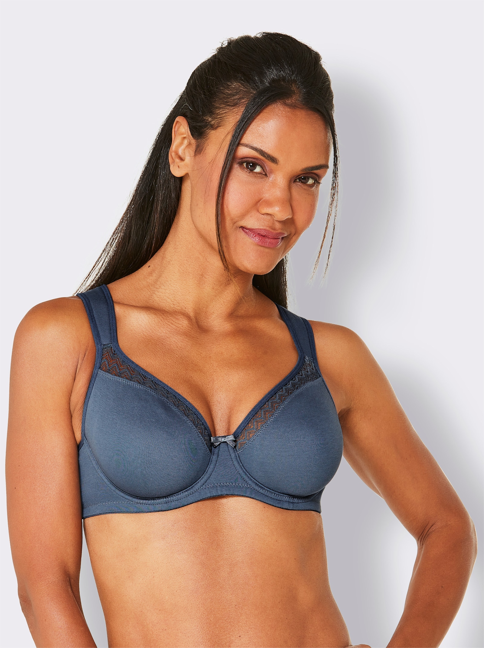 wäschepur Podprsenka s kosticemi a strukturovanou krajkou - kouřová modrá