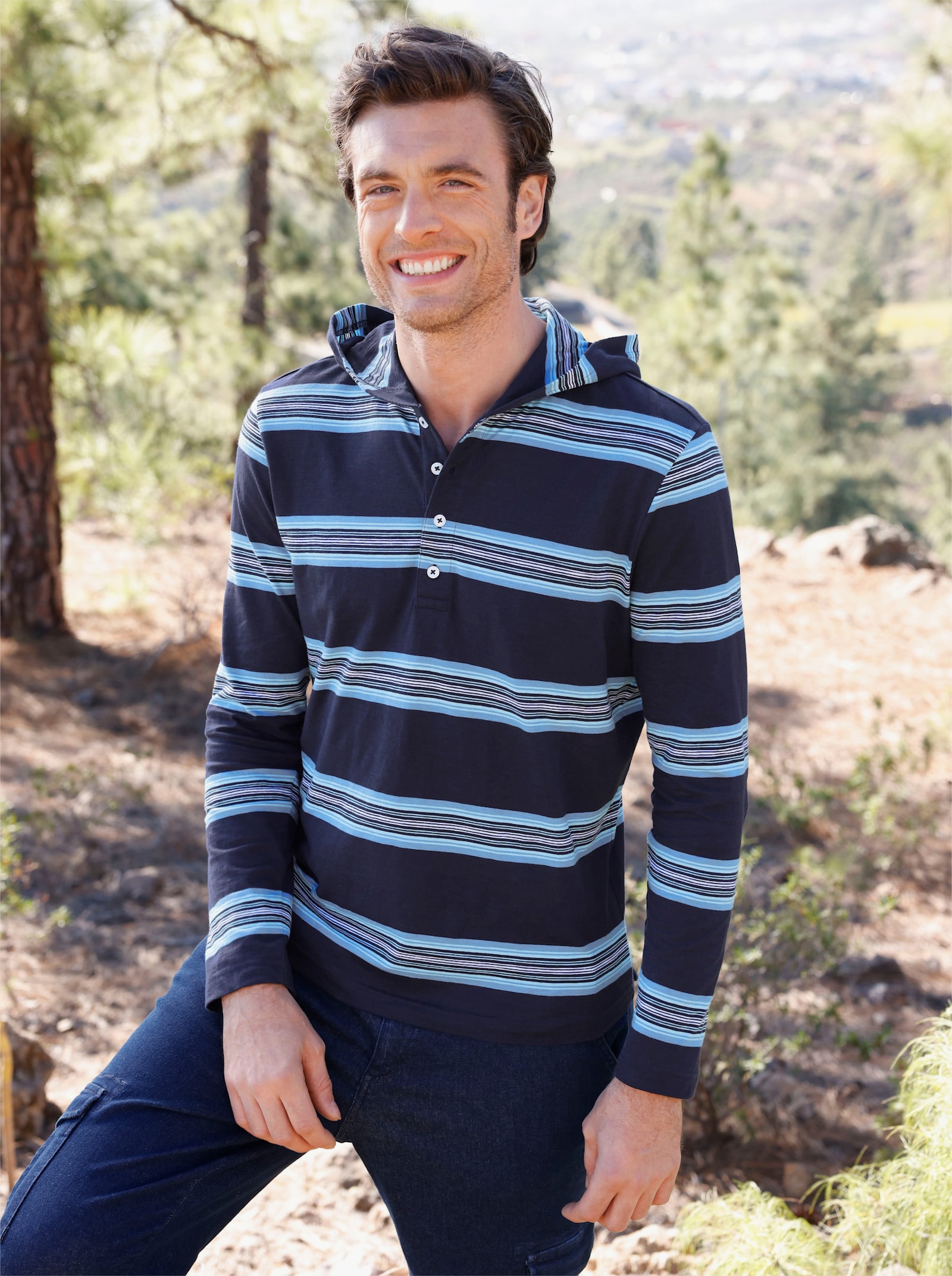 Catamaran Kapuzenshirt - marine-gestreift