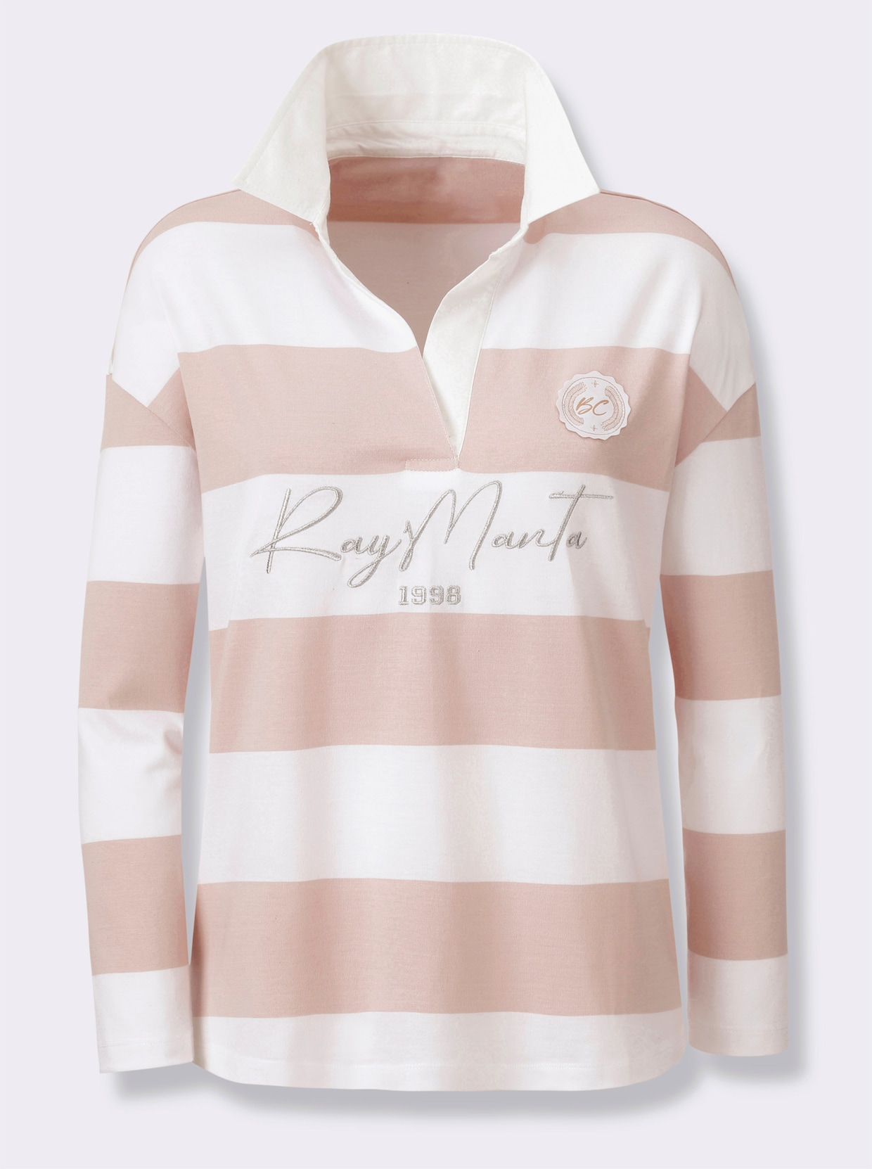 heine Poloshirt met lange mouwen - poudre/ecru bedrukt
