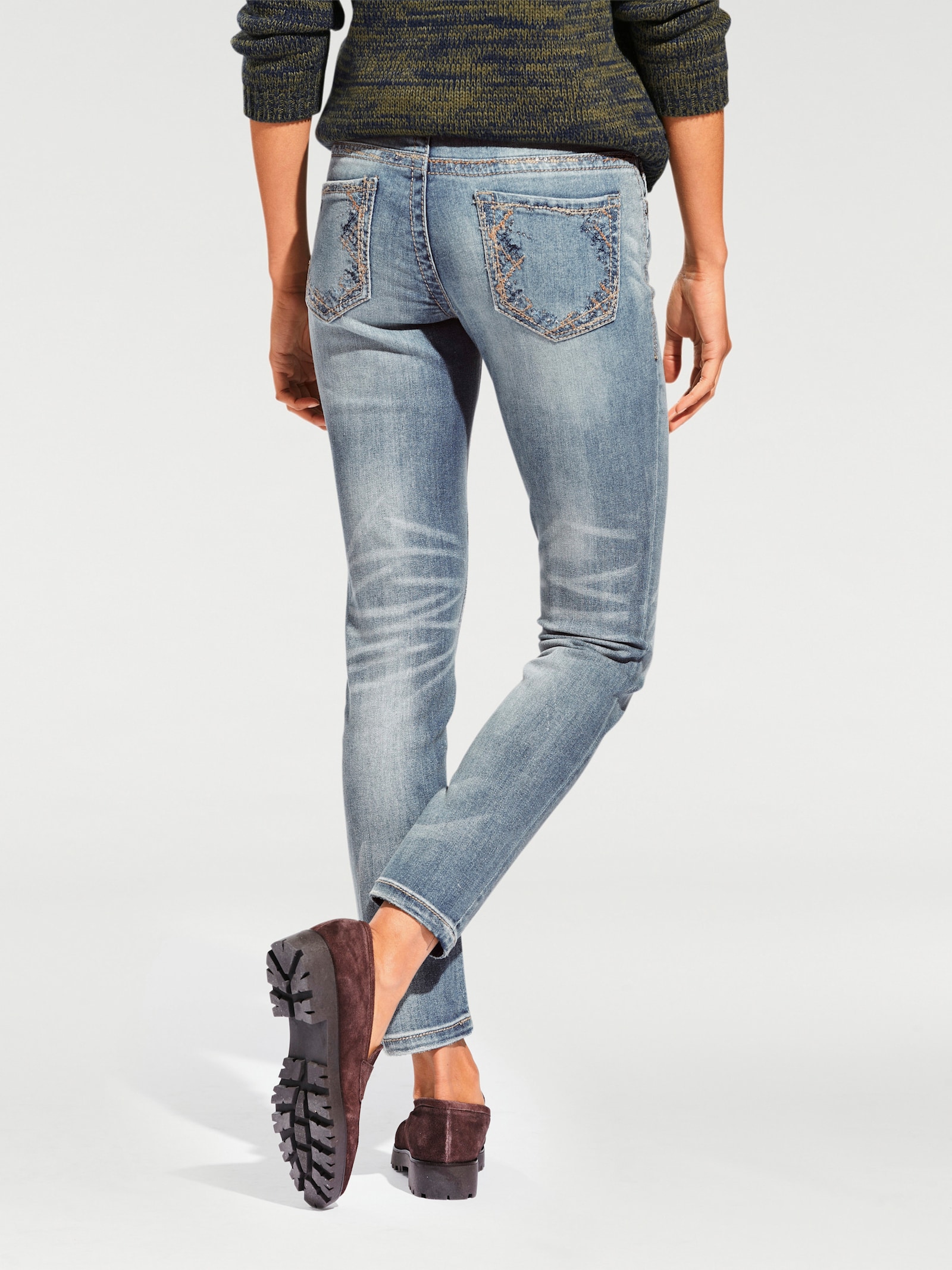 heine Röhrenjeans mit Stickerei - bleached