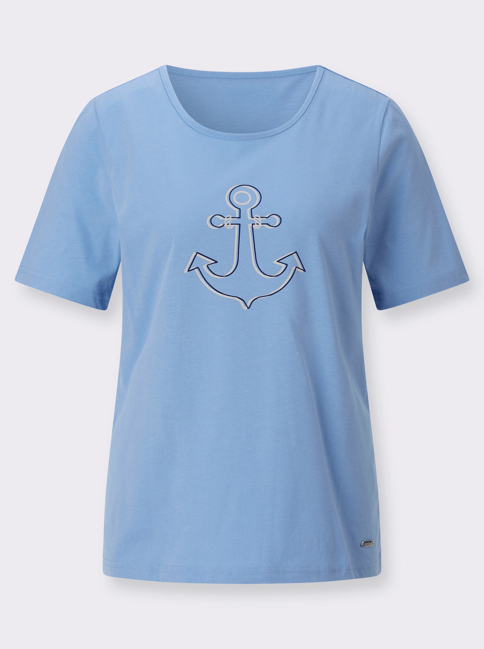 Rundhalsshirt mit Frontdruck - himmelblau