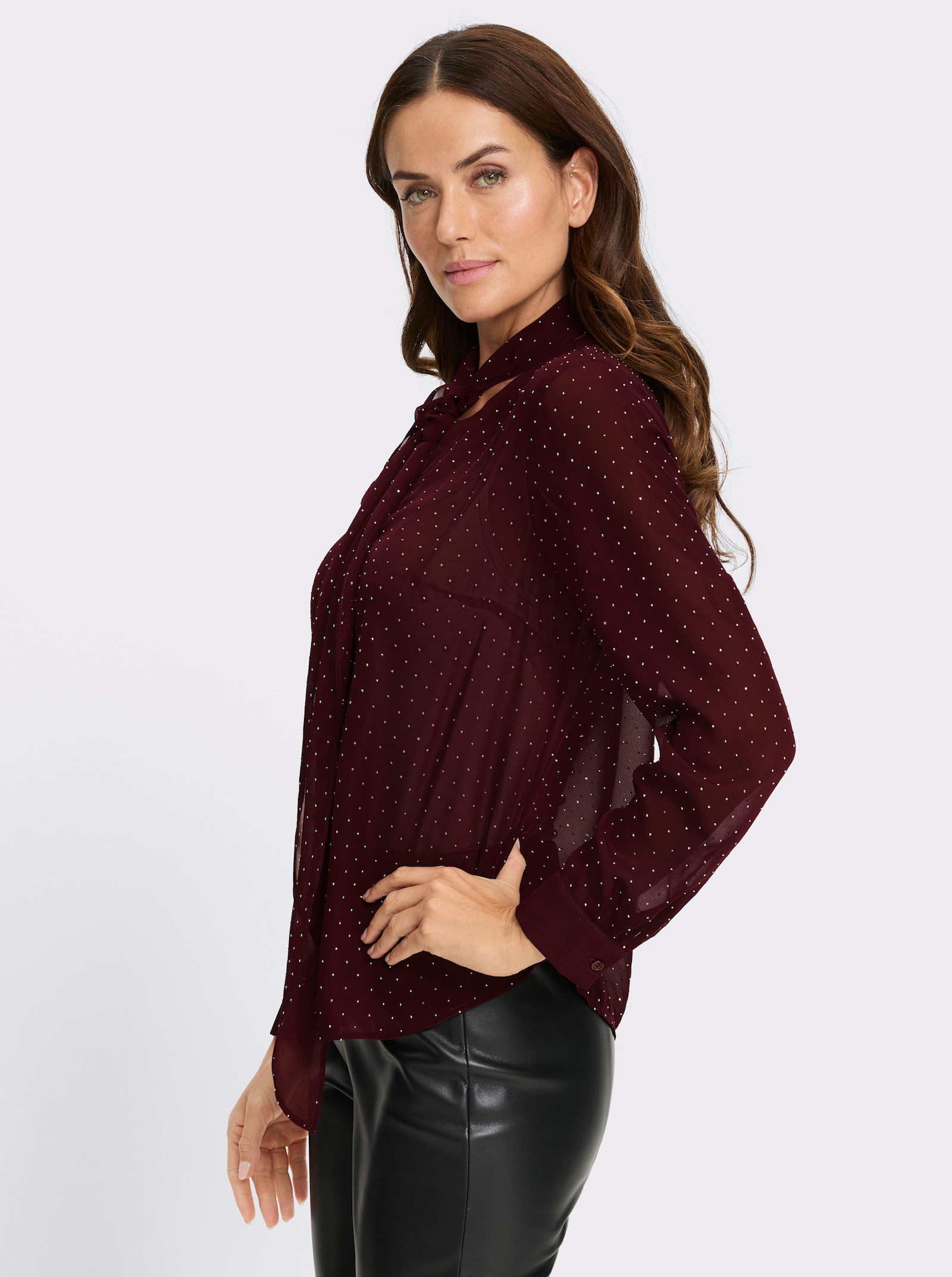 heine Georgettebluse mit abnehmbarer Schluppe - burgund