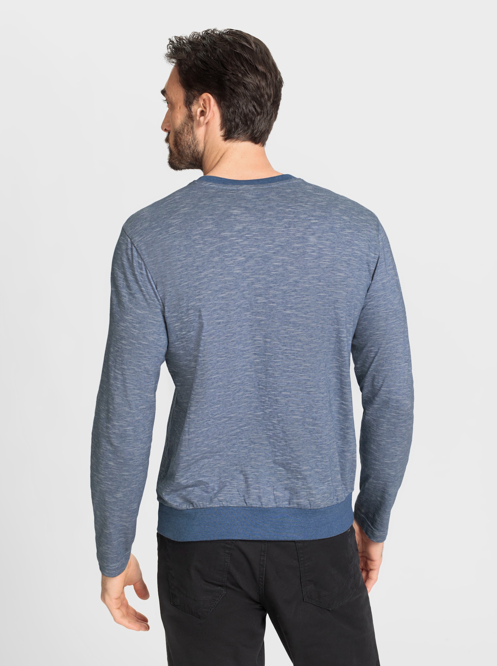 Catamaran Langarmshirt in 2-in-1-Optik - jeansblau-meliert