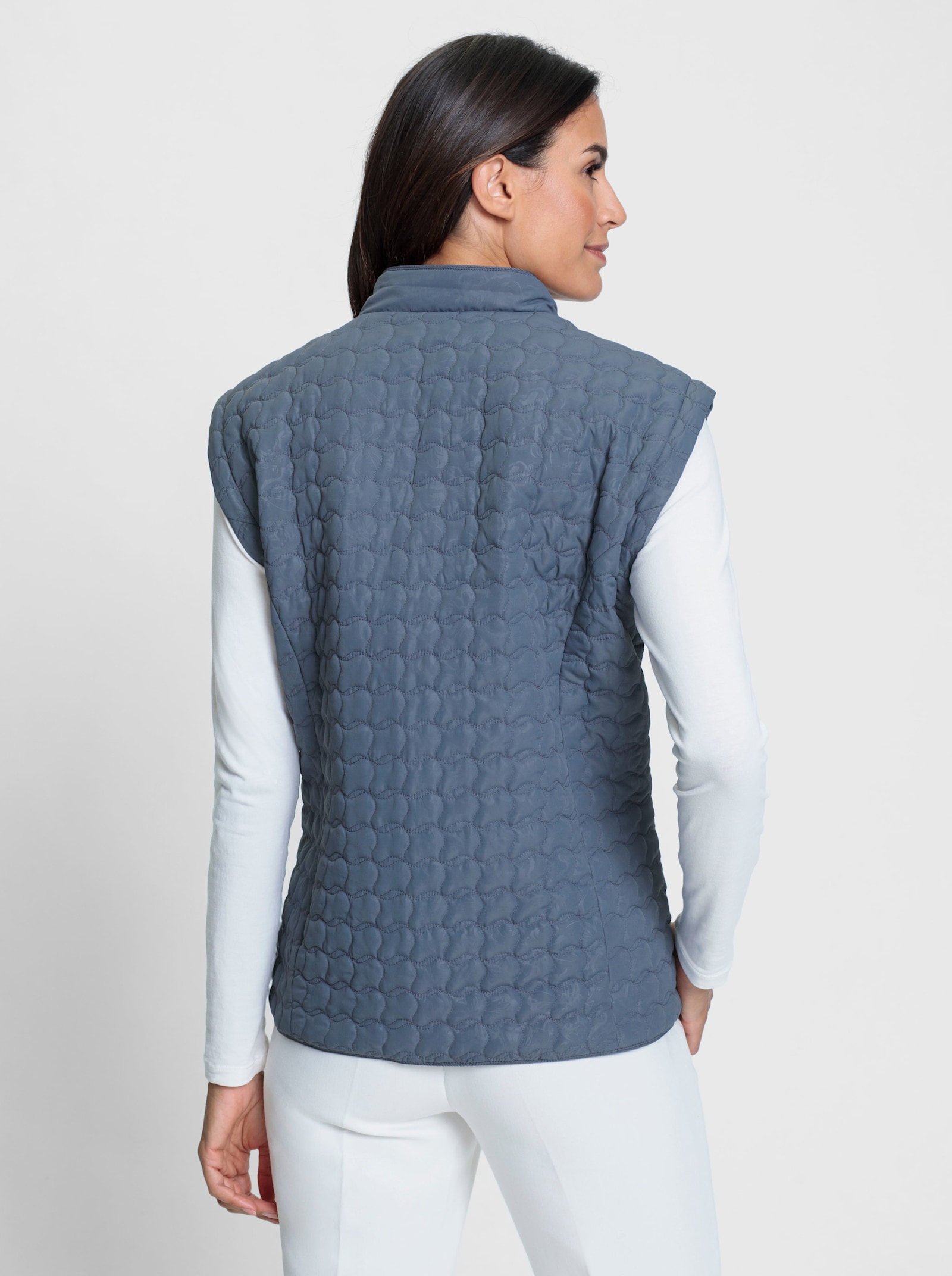 2-in-1-Jacke gesteppt - rauchblau-bedruckt