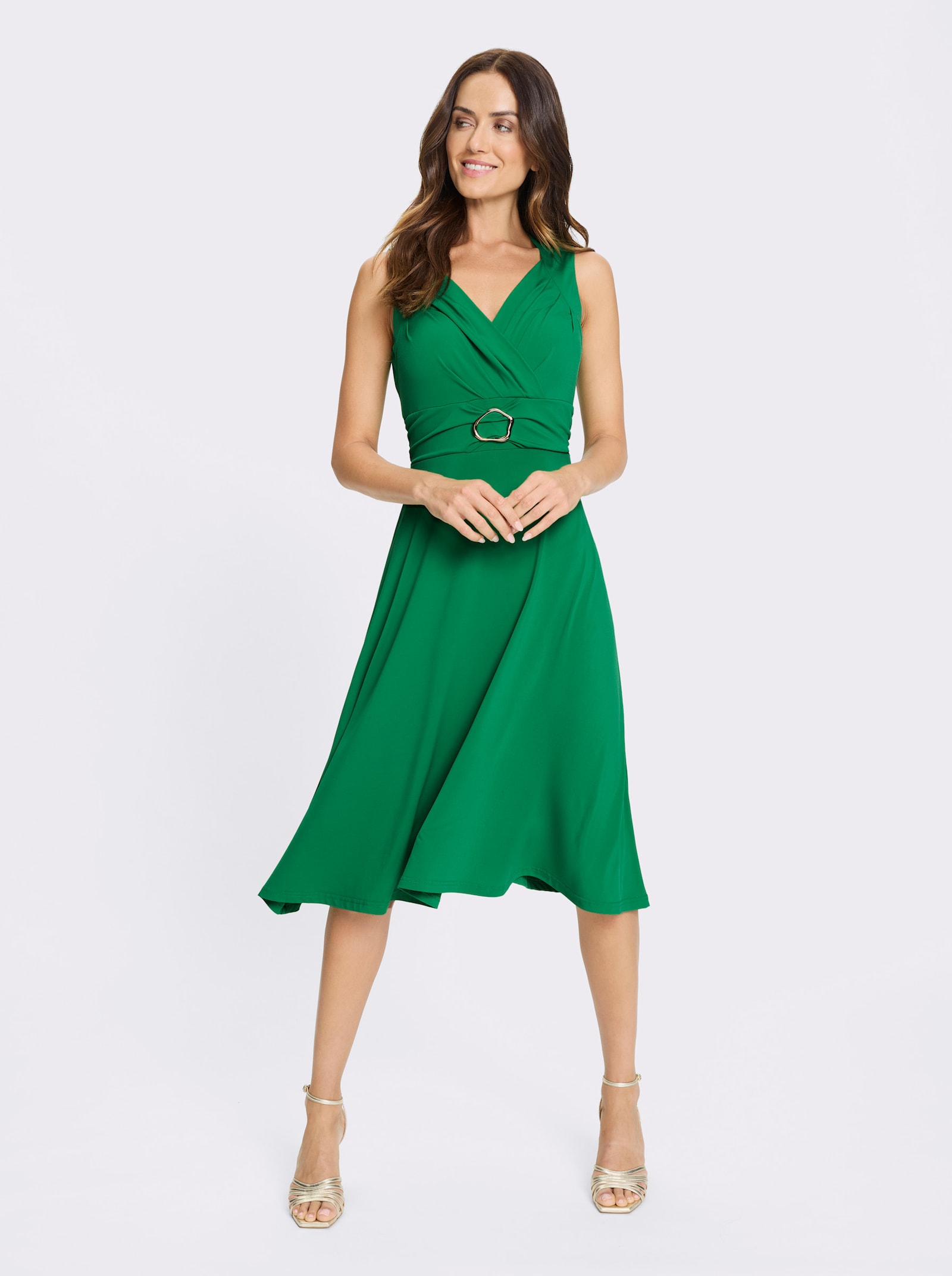 heine Jerseykleid mit Ziergürtel - grasgrün