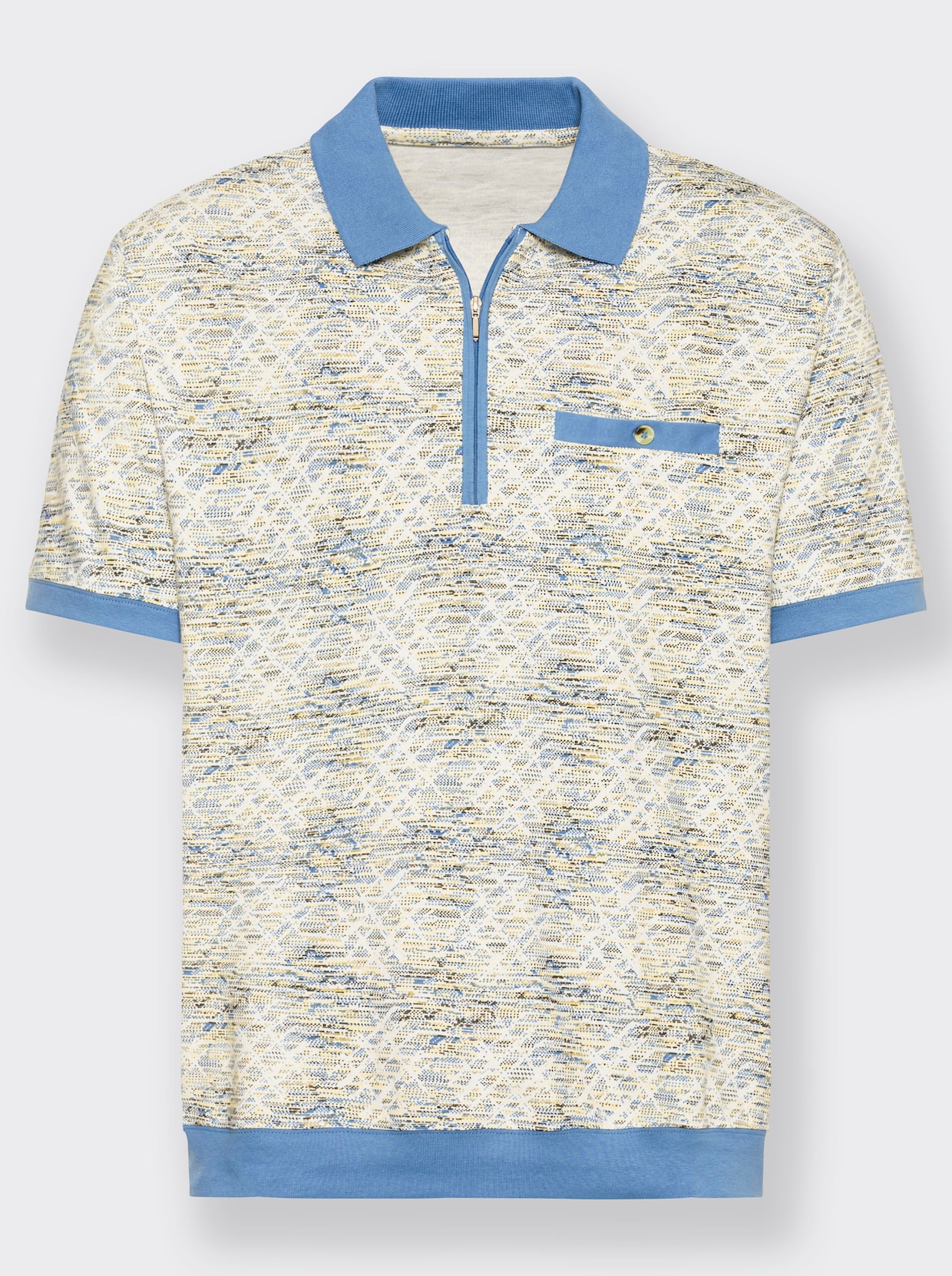 Marco Donati Poloshirt met korte mouwen - middenblauw geprint