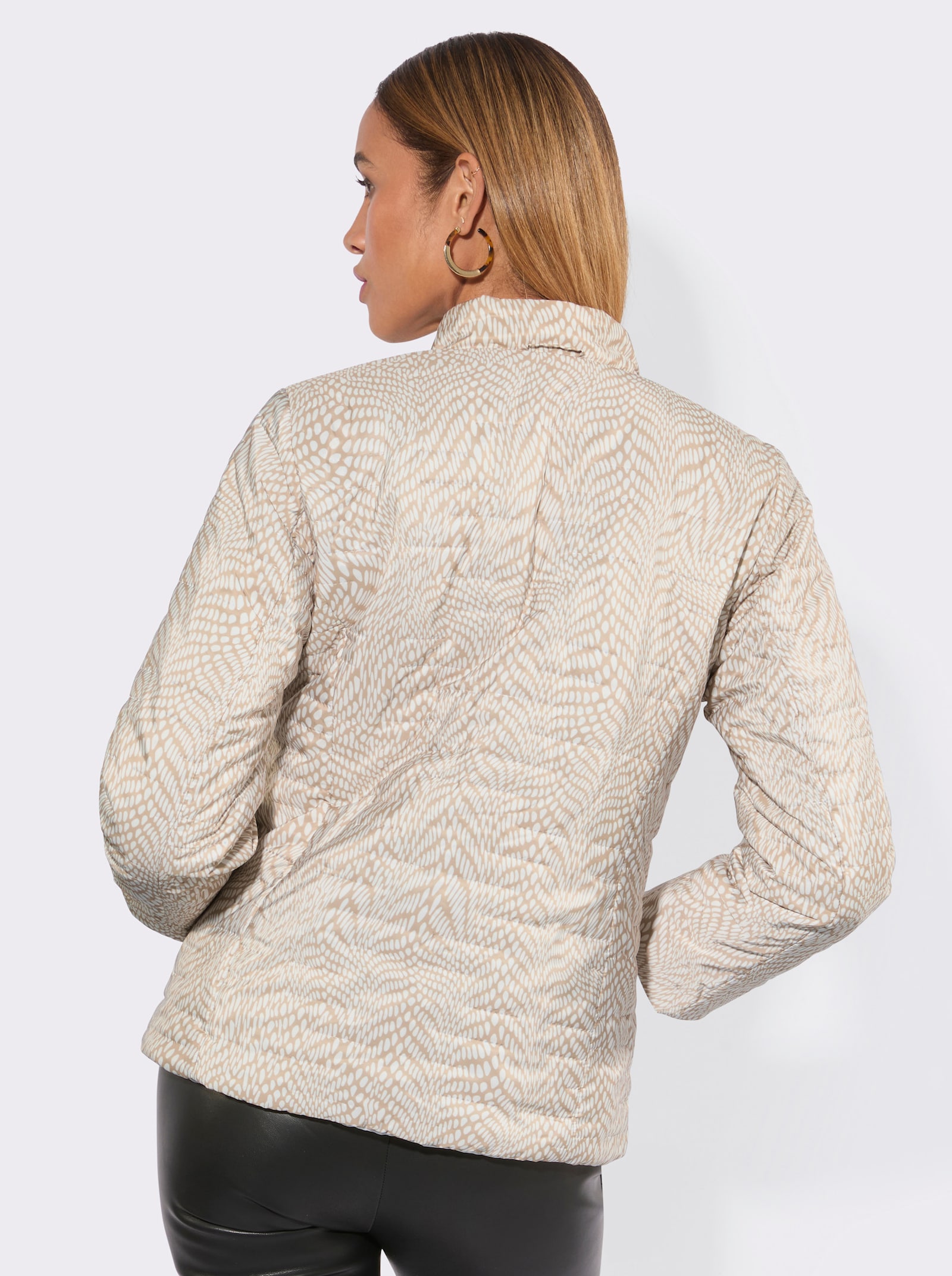 Wendejacke mit 2 Seiten - weiß-beige-bedruckt