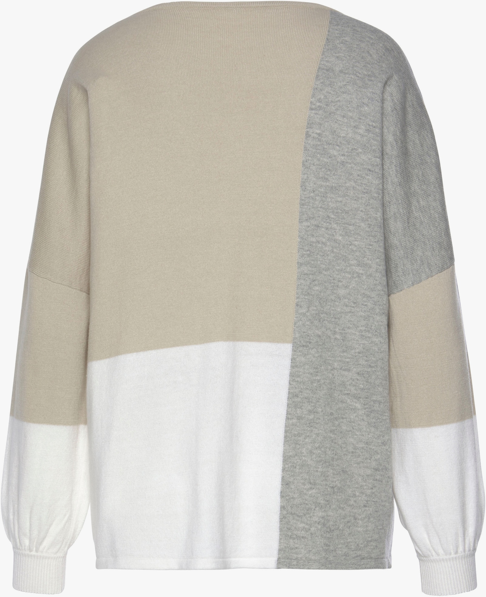 LASCANA Rundhalspullover - grau-meliert-creme-beige