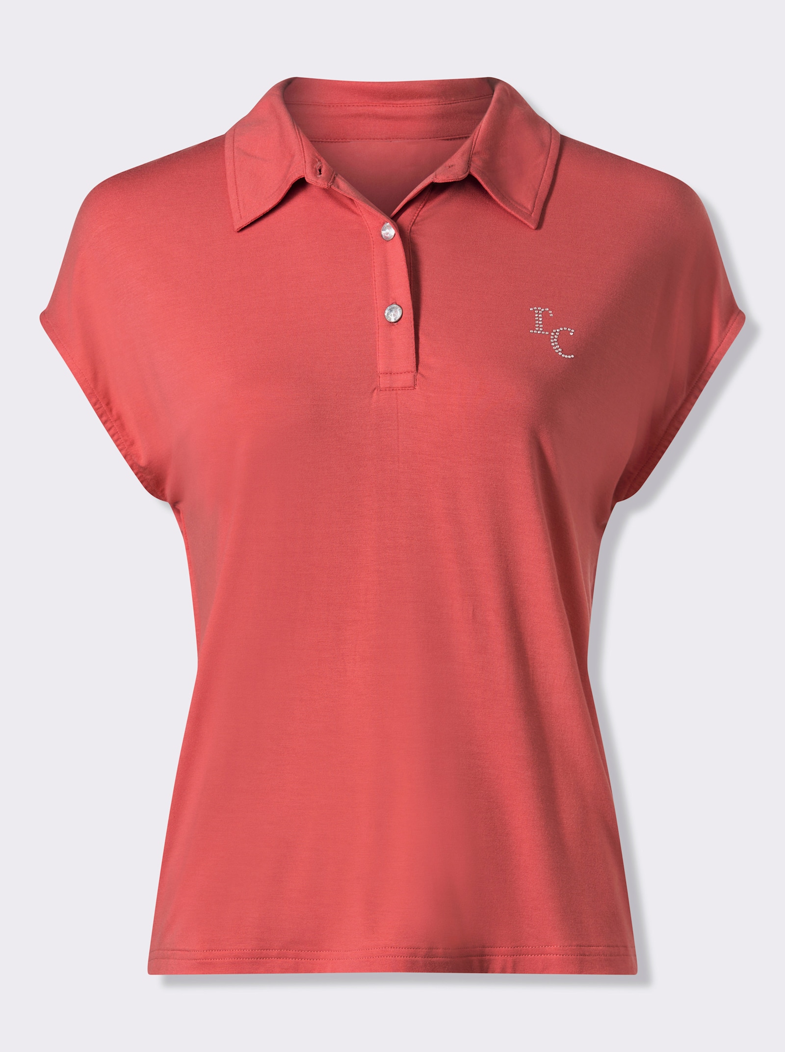 heine Poloshirt mit Glitzersteinchen - grapefruit