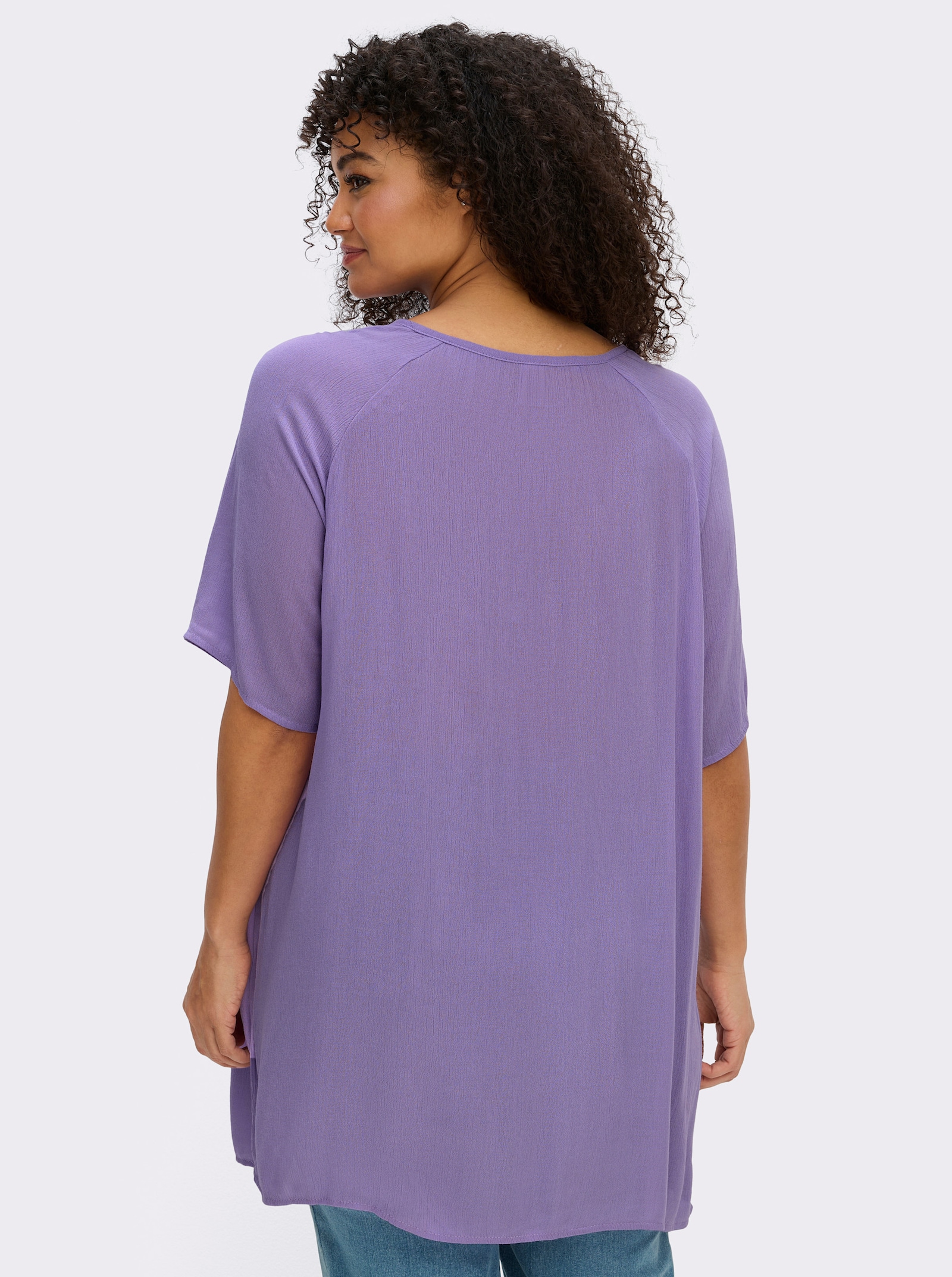 Tunika mit Spitzen-Einsatz - lavendel