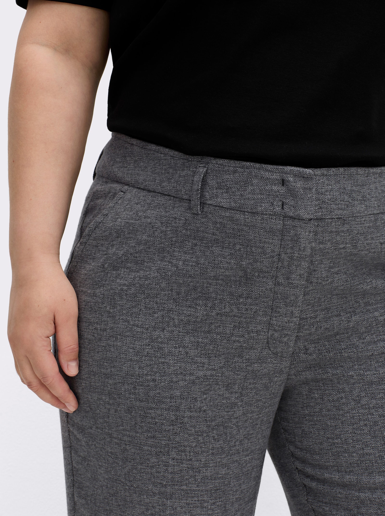 Bügelfaltenhose in Melange-Look - anthrazit-meliert