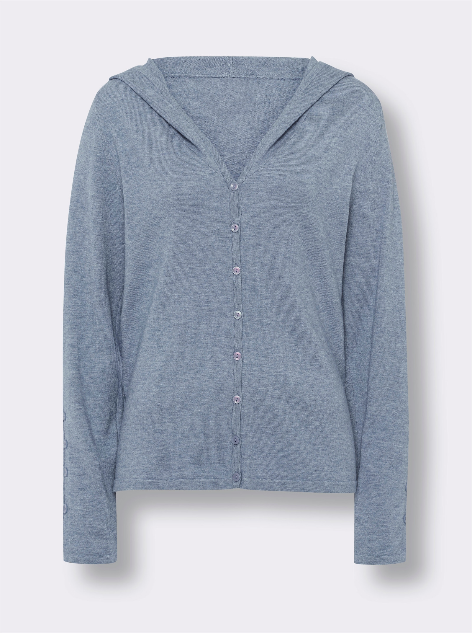 heine Kapuzenstrickjacke in Feinstrick-Qualität - bleu-meliert