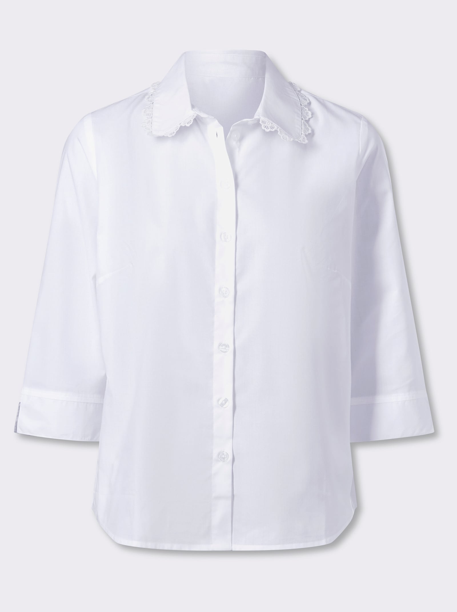 Overhemdblouse met kant op de kraag - ecru