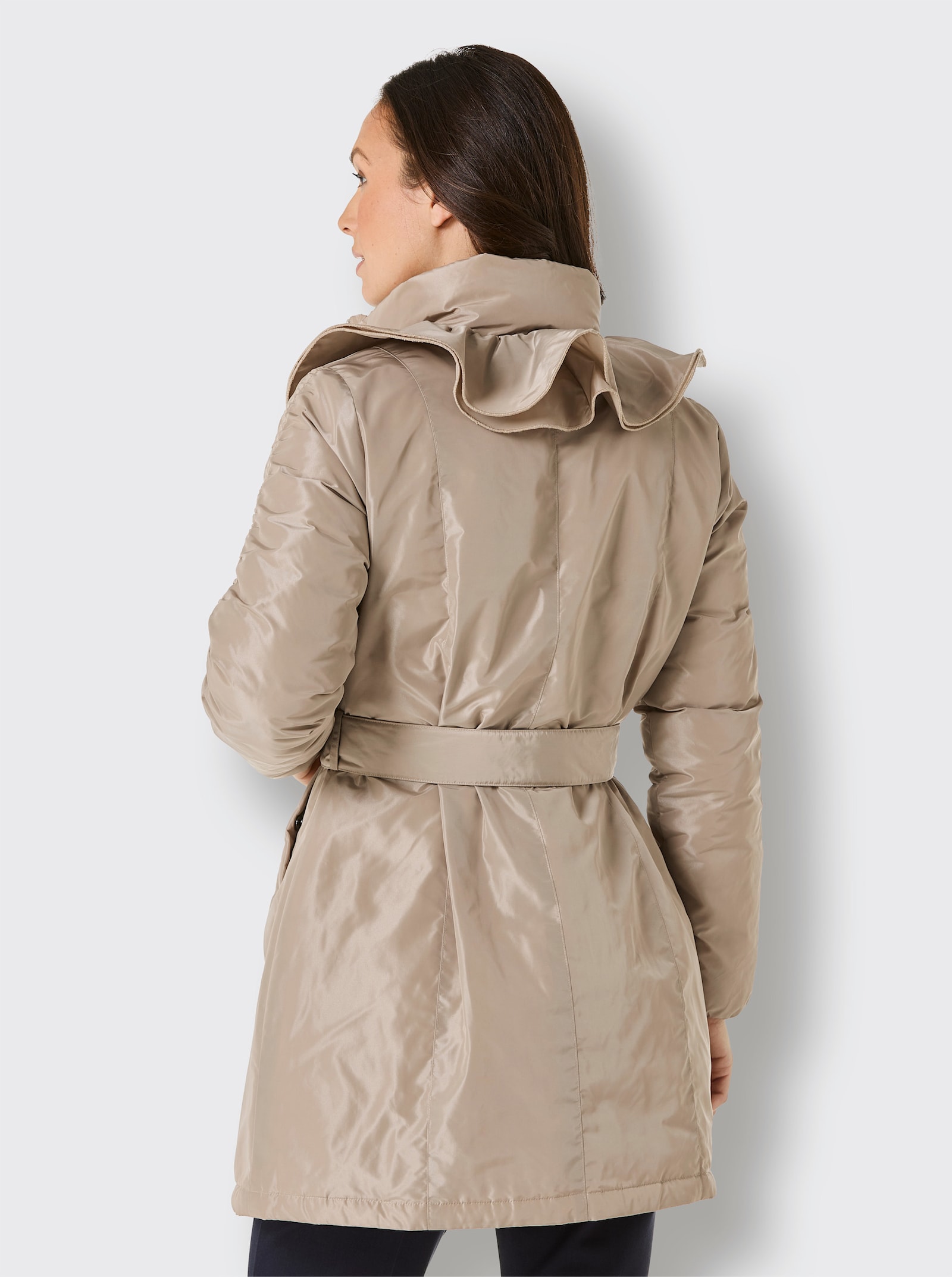 CREATION L PREMIUM Daunenjacke mit doppellagigen Volants - sesam