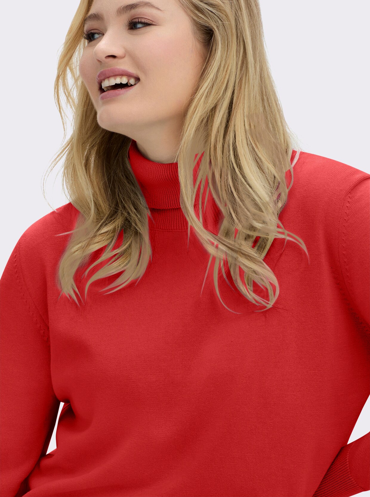 Rollkragenpullover aus reiner Baumwolle - rot