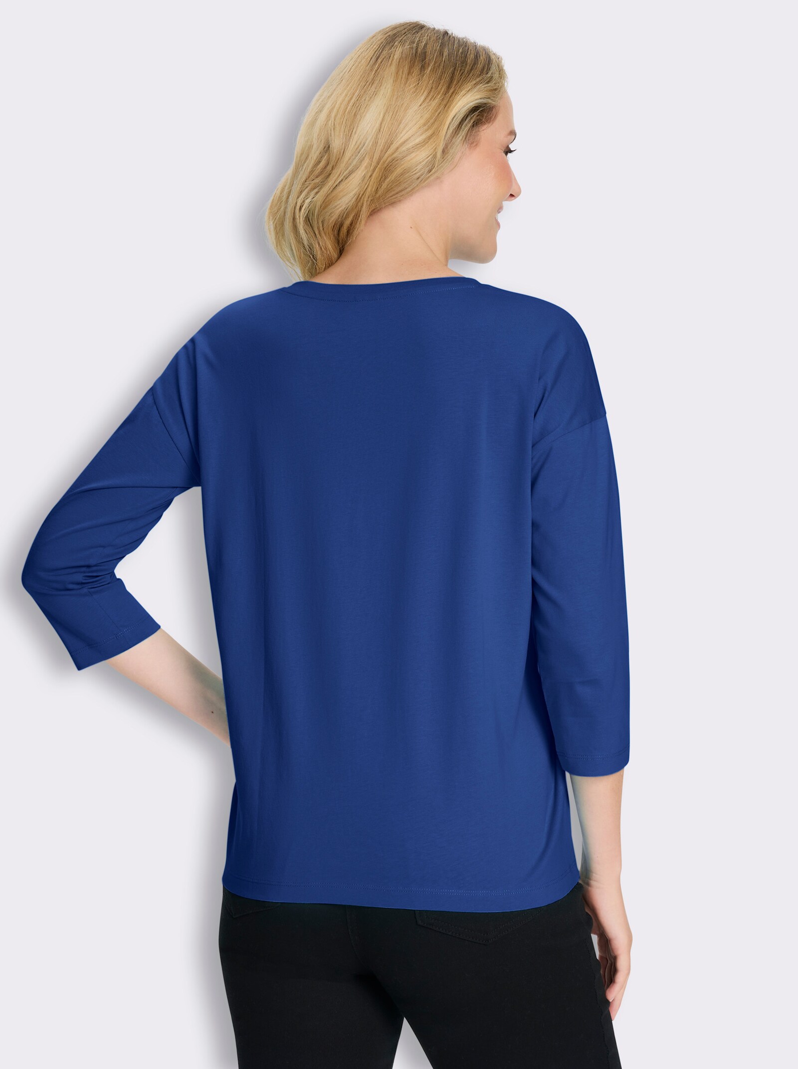 3/4-Arm-Shirt in Baumwoll-Qualität - royalblau