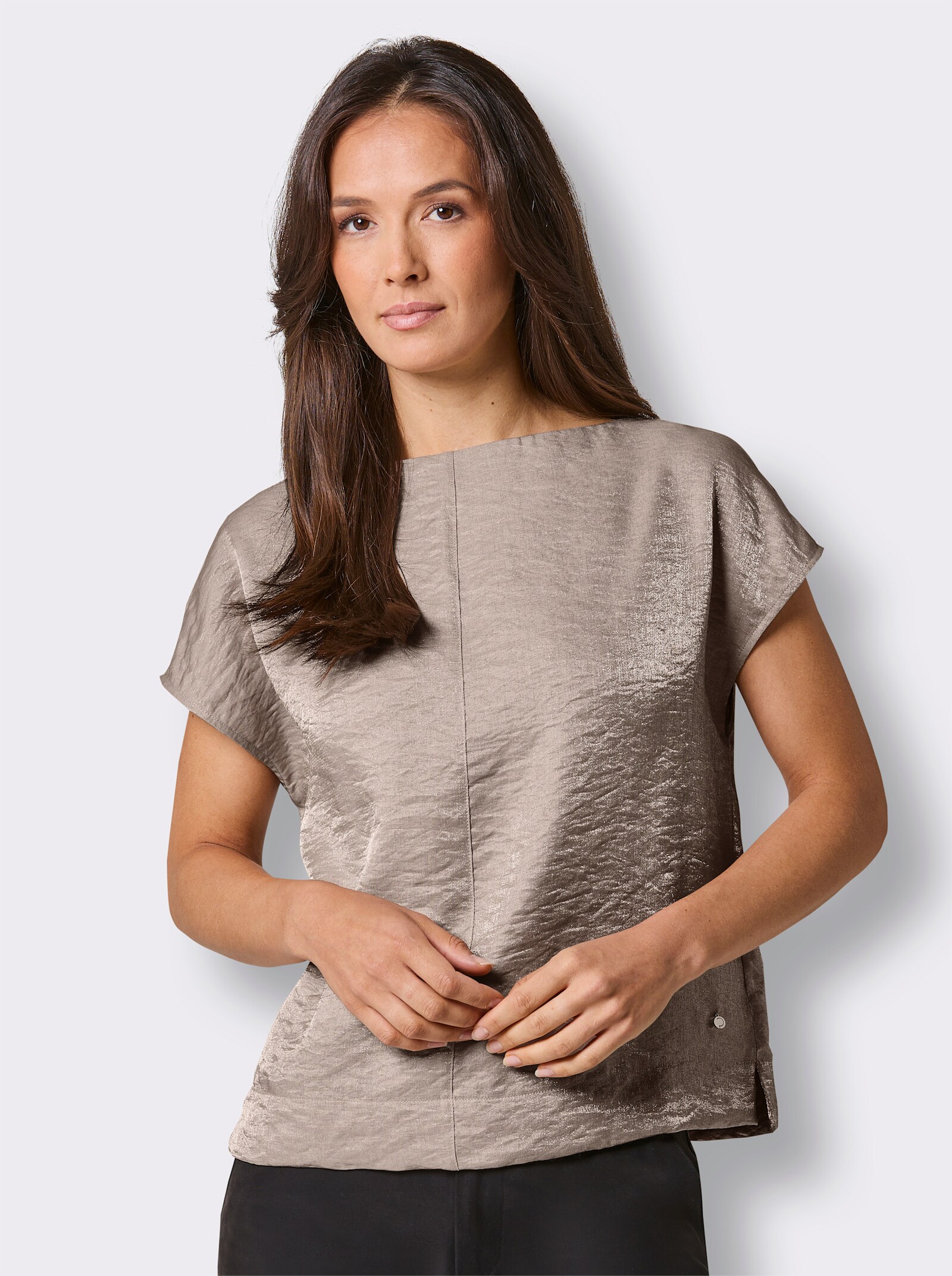 CREATION L PREMIUM Blusenshirt mit U-Boot-Ausschnitt - sesam