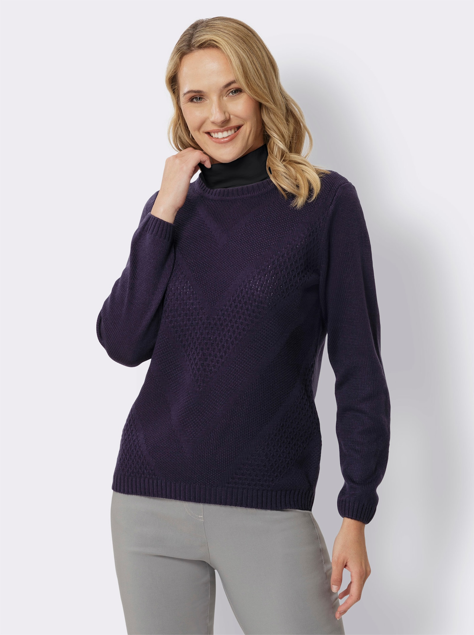 Rollkrageneinsatz aus Single-Jersey - schwarz