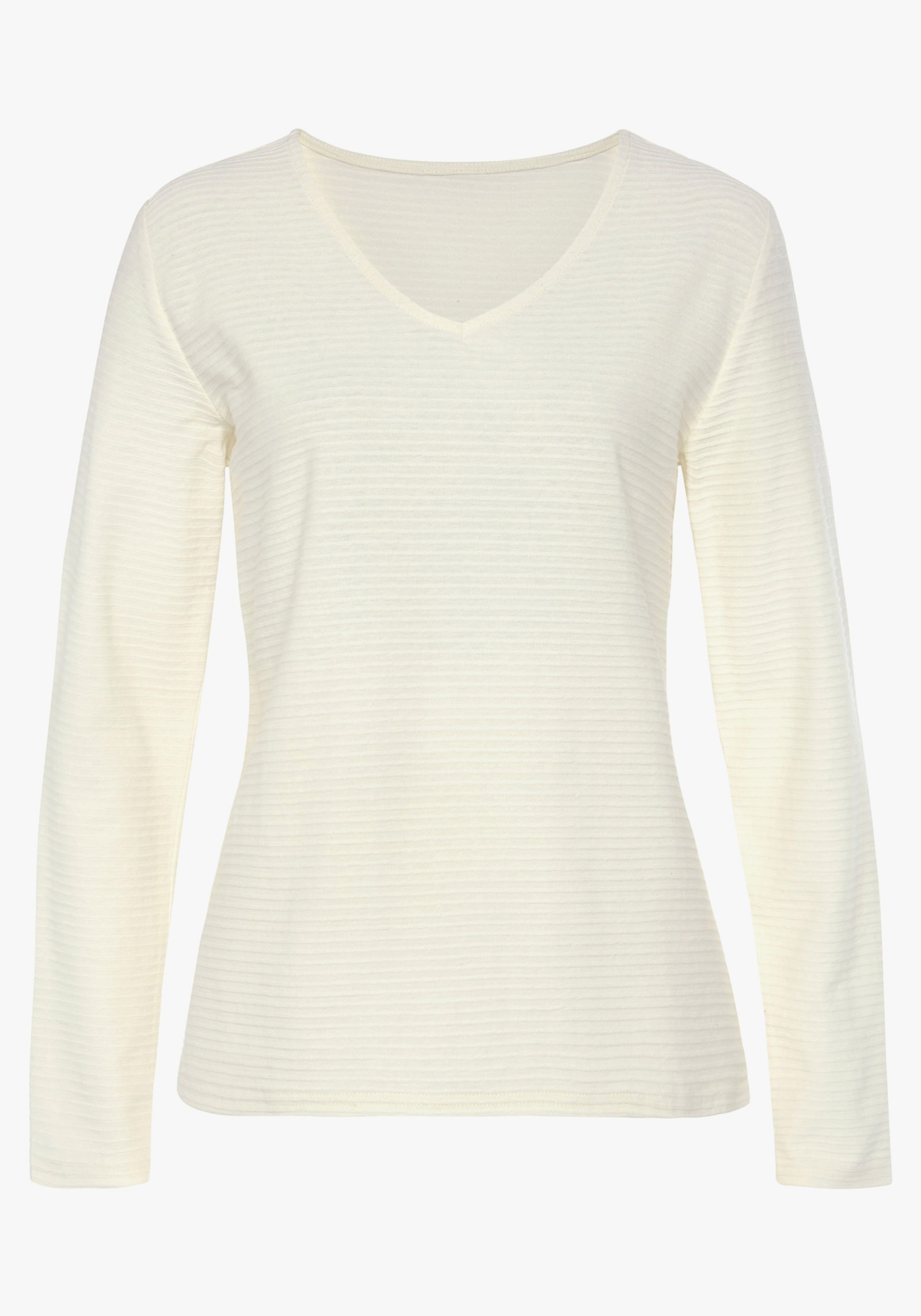 LASCANA Langarmshirt - creme, schwarz